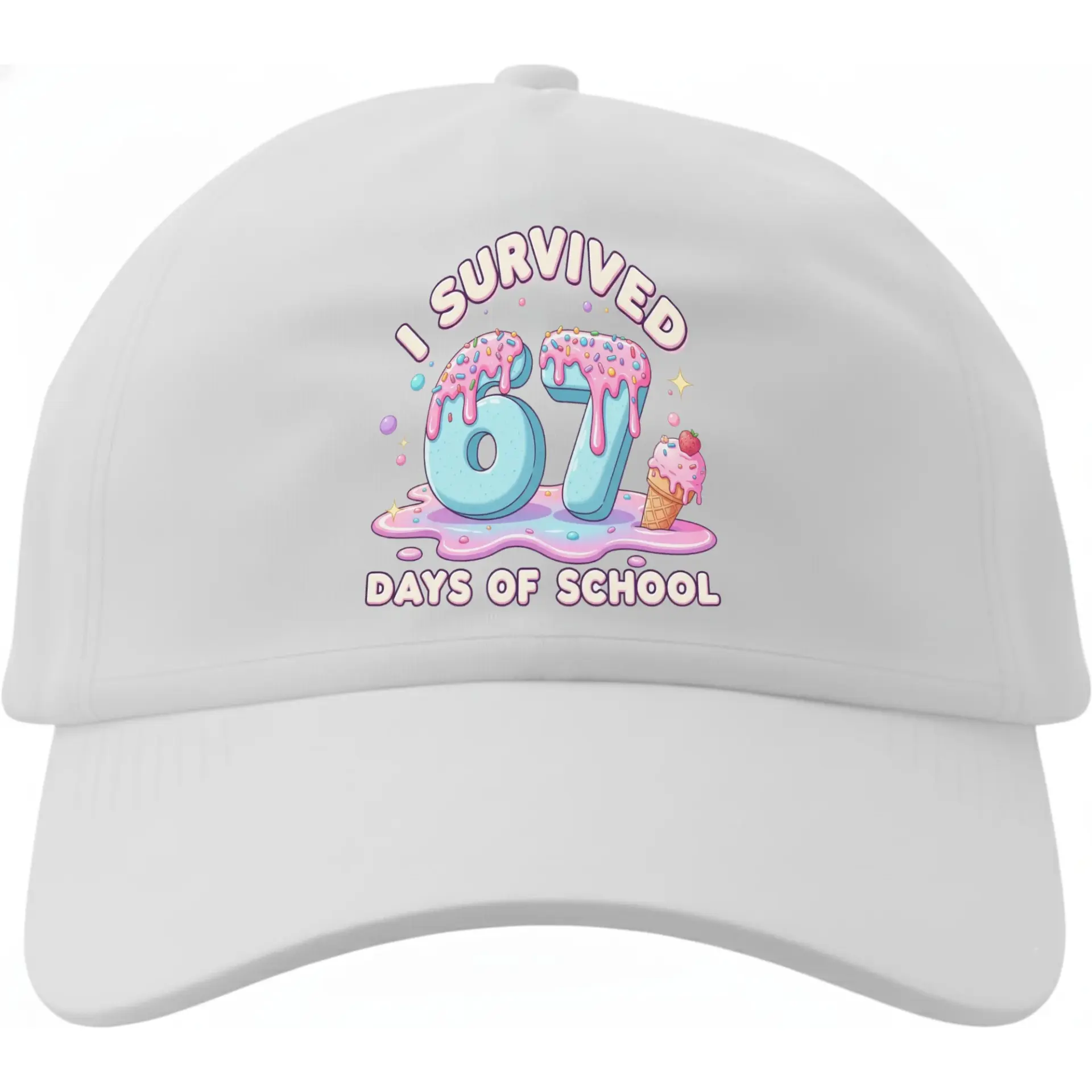 Baseball Cap I Survived 67 Days of School Fun Novelty Graphic Hat Adjustable Low Profile Cotton Unisex Headwear