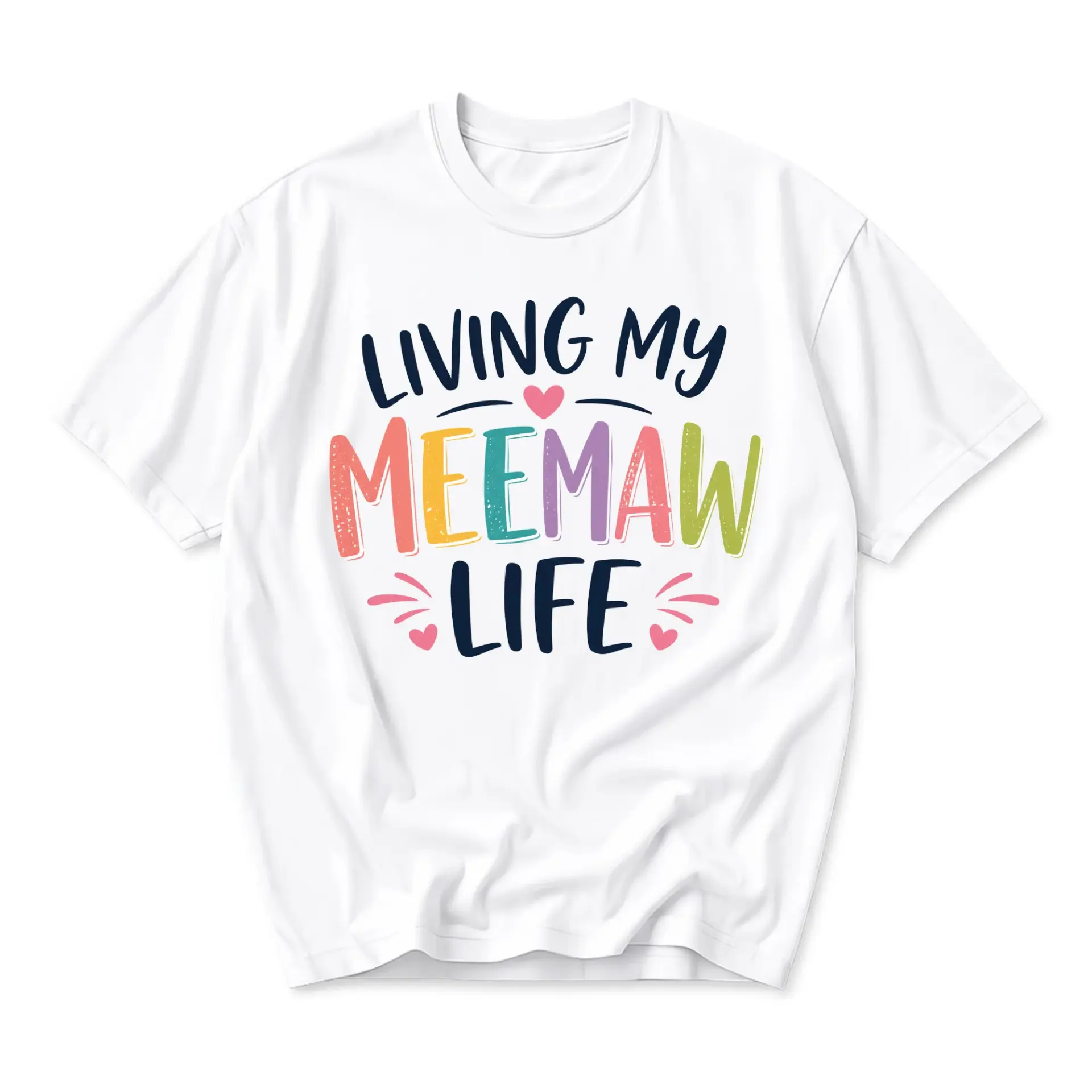 Funny Shirt Living My Meemaw Life Graphic Tee Casual Unisex Crew Neck Short Sleeve Cotton Apparel for Everyday Wear