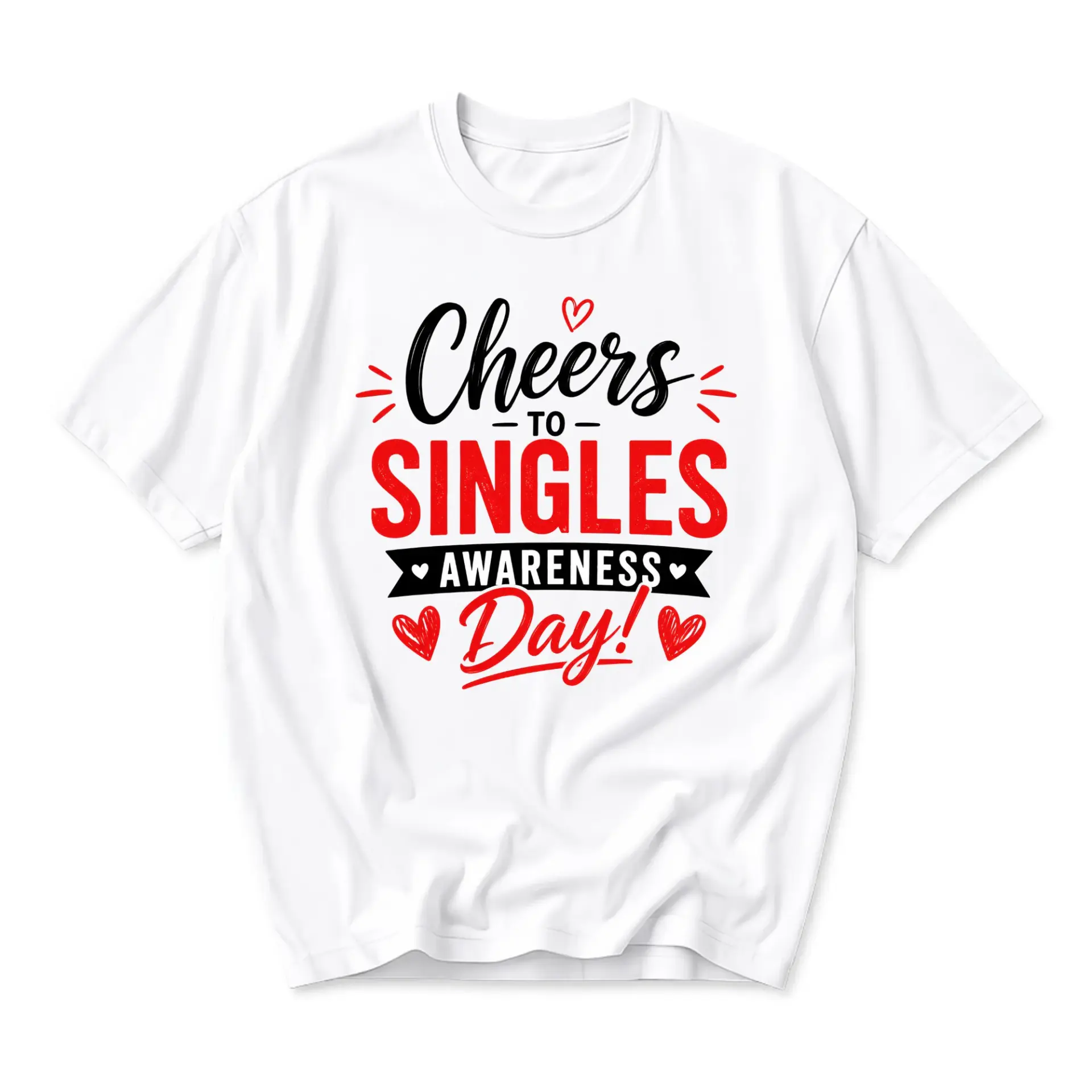 Funny Shirt Cheers to Singles Awareness Day Unisex Graphic Printed T-Shirt Casual Everyday Apparel Gift Idea
