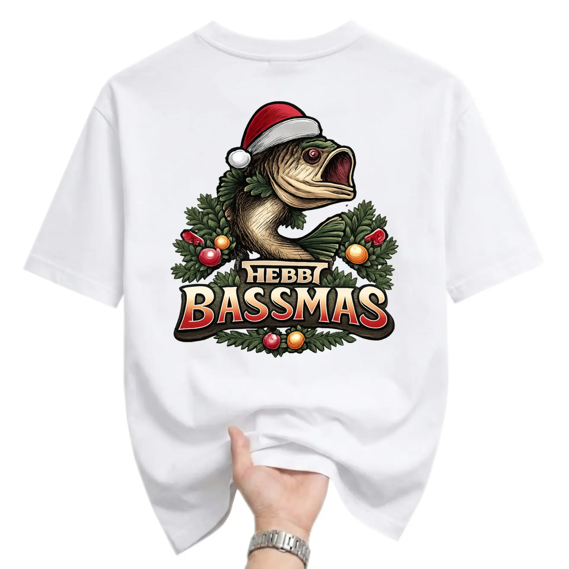 Funny Shirt Christmas Graphic Tee Holiday Fishing Lover Unisex Crew Neck