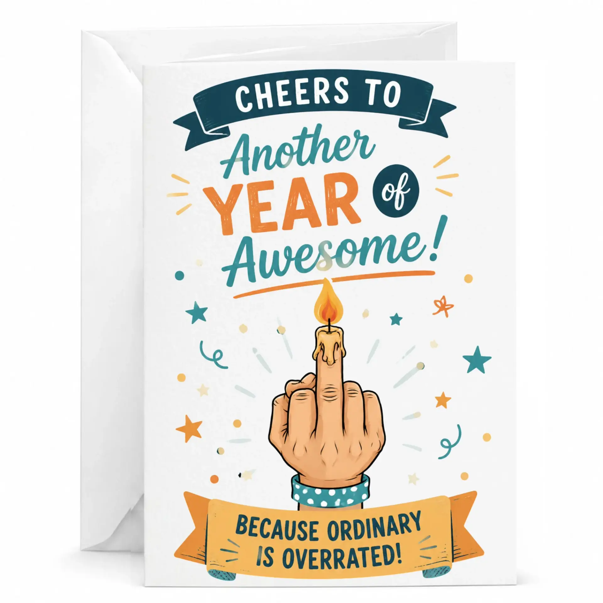 Funny Birthday Card Cheers to Another Year of Awesome Greeting Card with Envelope for Friends and Family