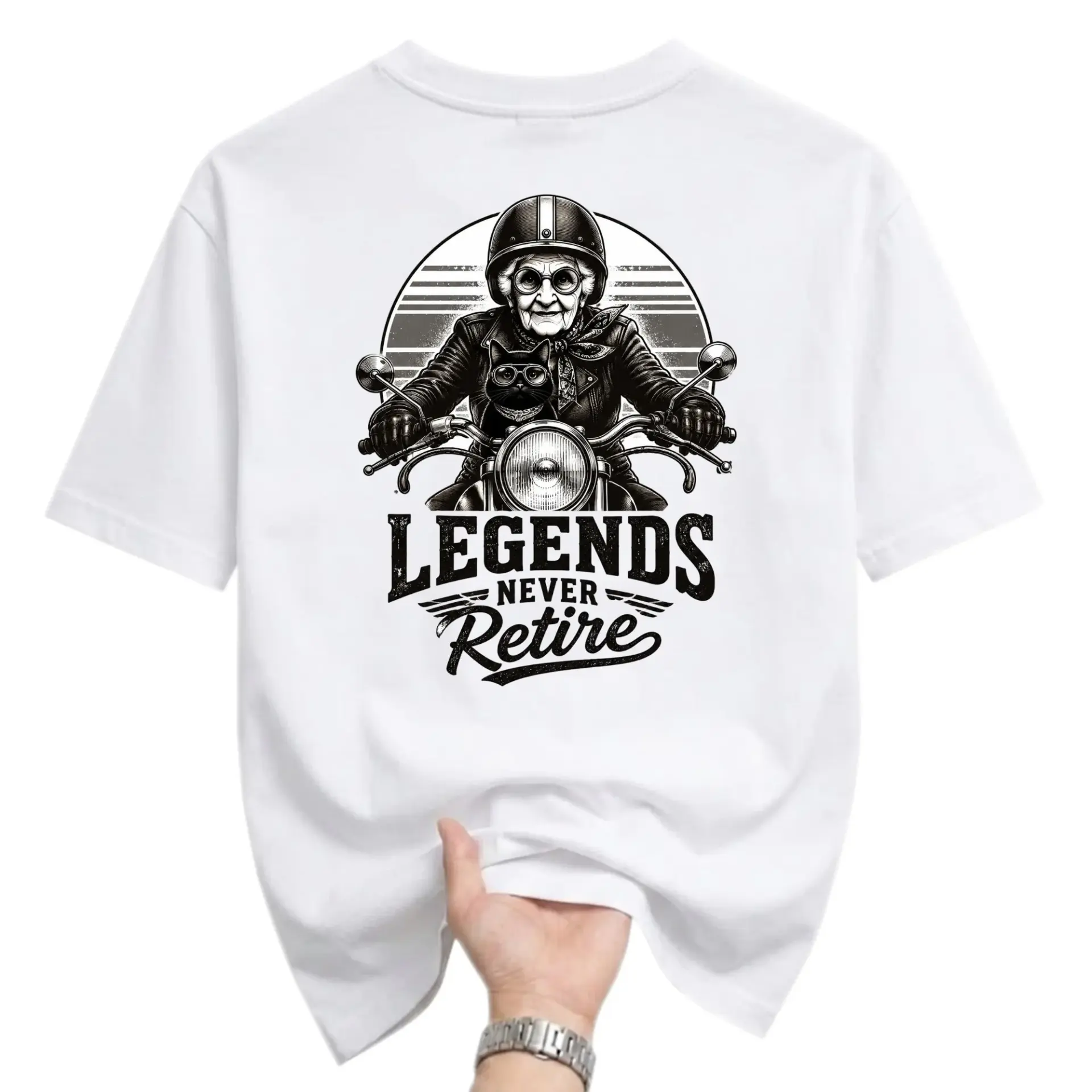Funny Shirt Legends Never Retire Biker Grandma Graphic Tee Unisex Cotton