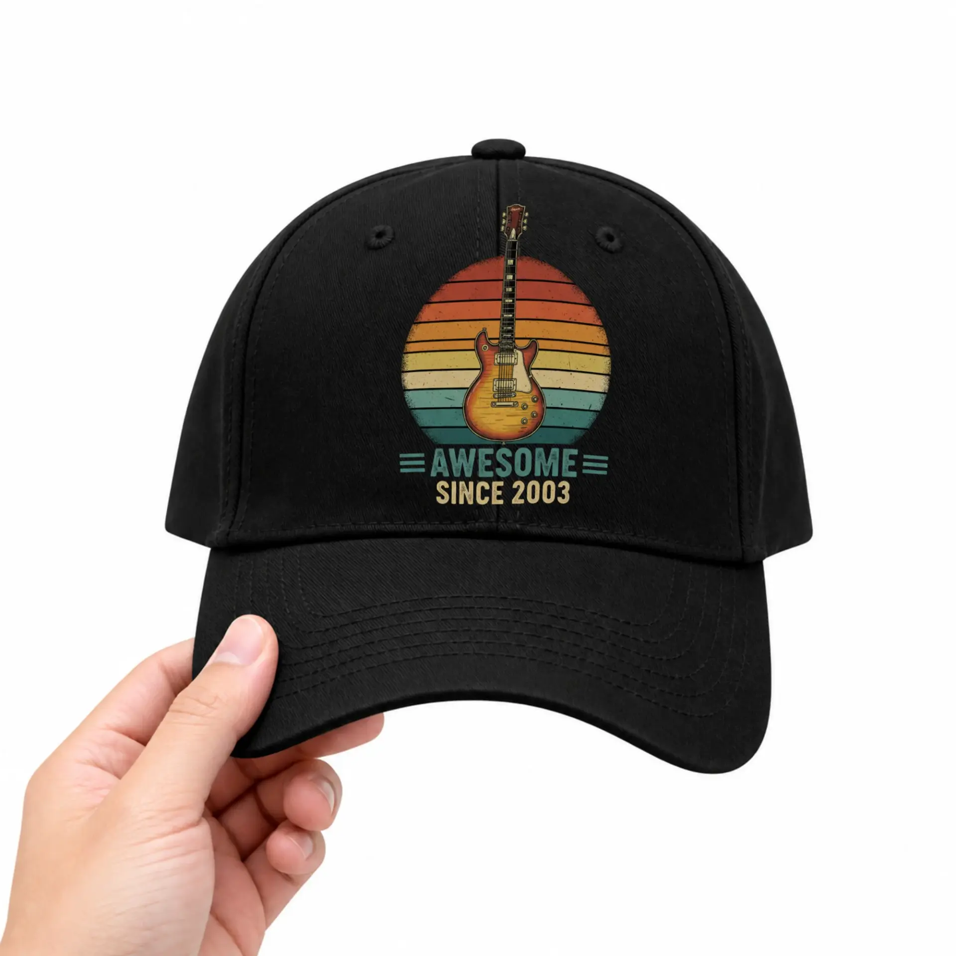 Baseball Cap Retro Electric Guitar Graphic Hat for Music Lovers Vintage