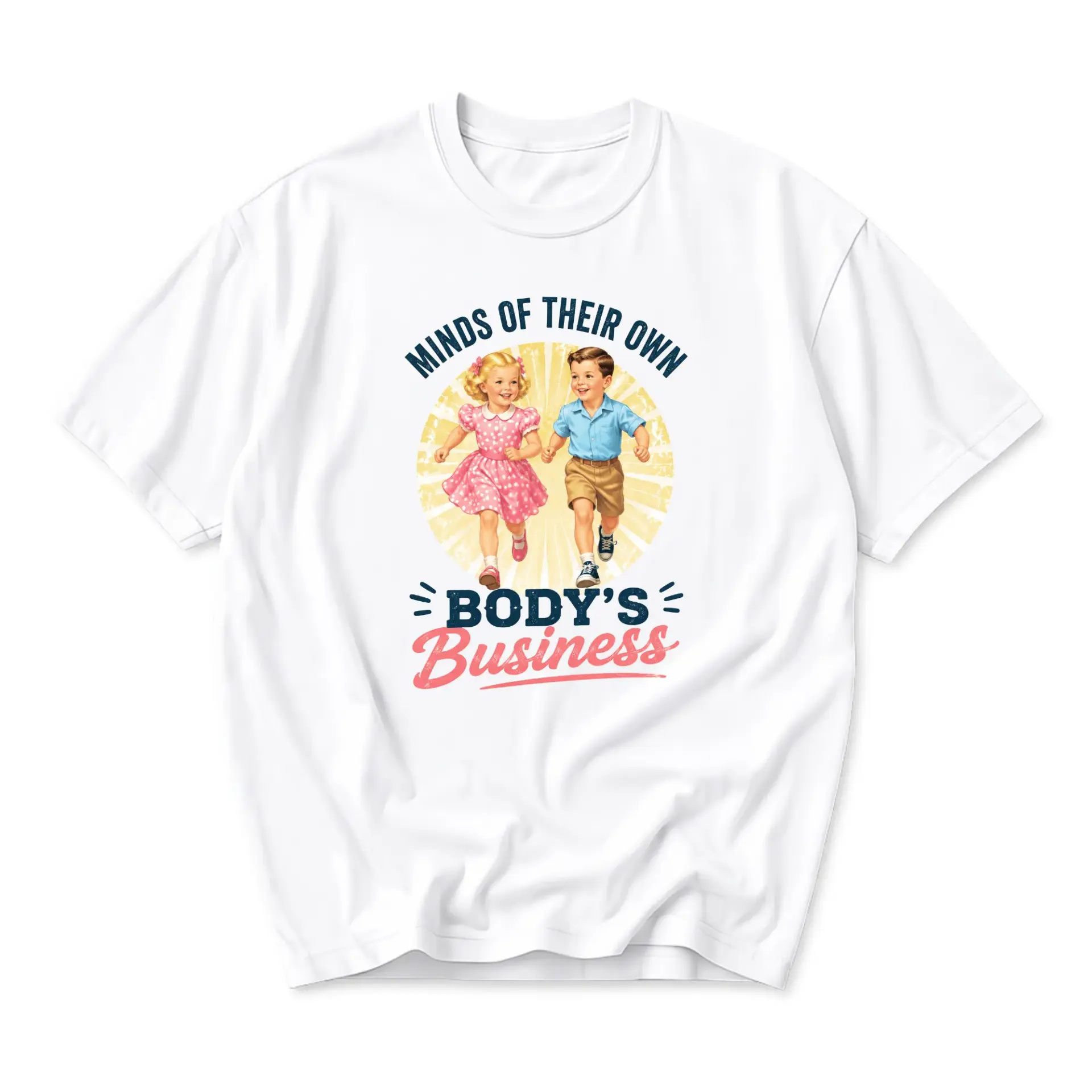 Funny Shirt Minds of Their Own Bodys Business Vintage Retro Style Graphic