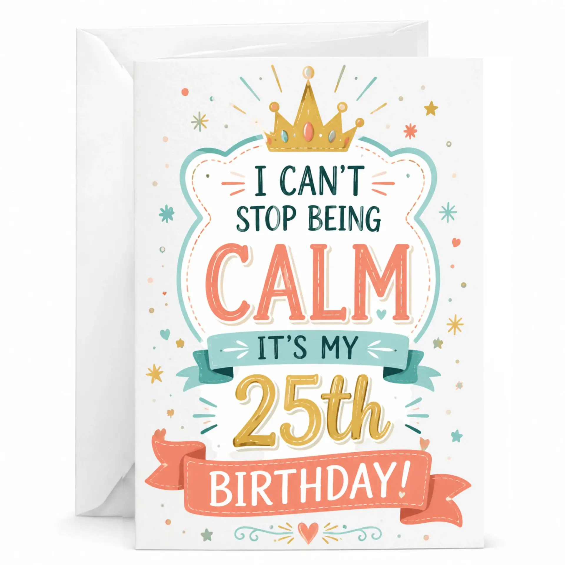 Funny Birthday Card for 25th Birthday Milestone Greeting Card with Envelope for Quarter Century Celebration