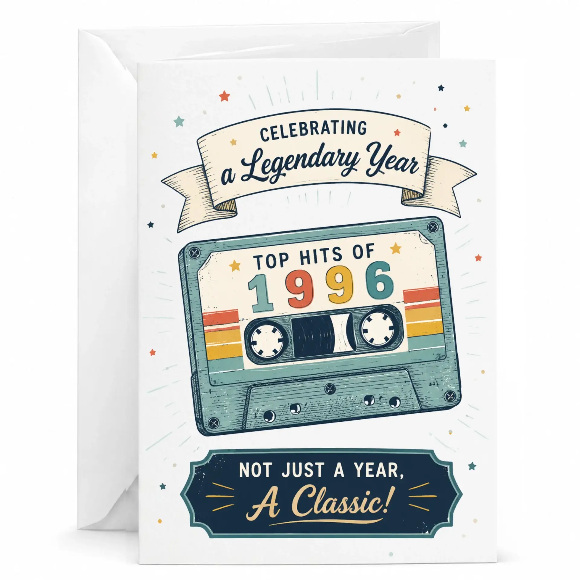 Birthday Card Celebrating a Legendary Year 1996 Not Just a Year a Classic Vintage Cassette Tape Retro Greeting Card