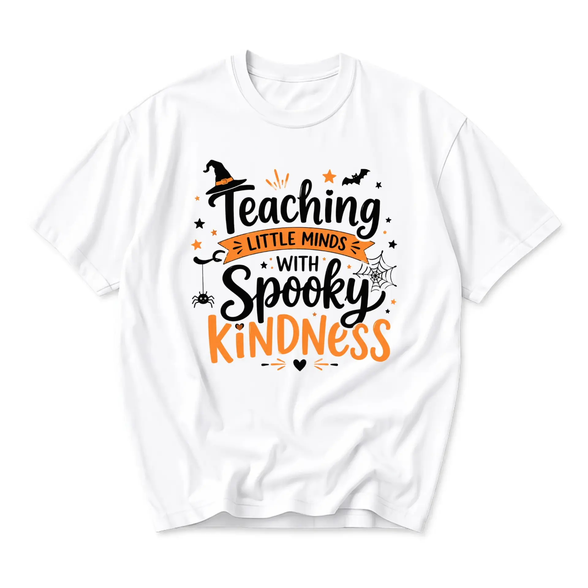 Graphic Tee Teaching Little Minds with Spooky Kindness Halloween Unisex Crew Neck Casual Everyday Printed T-Shirt