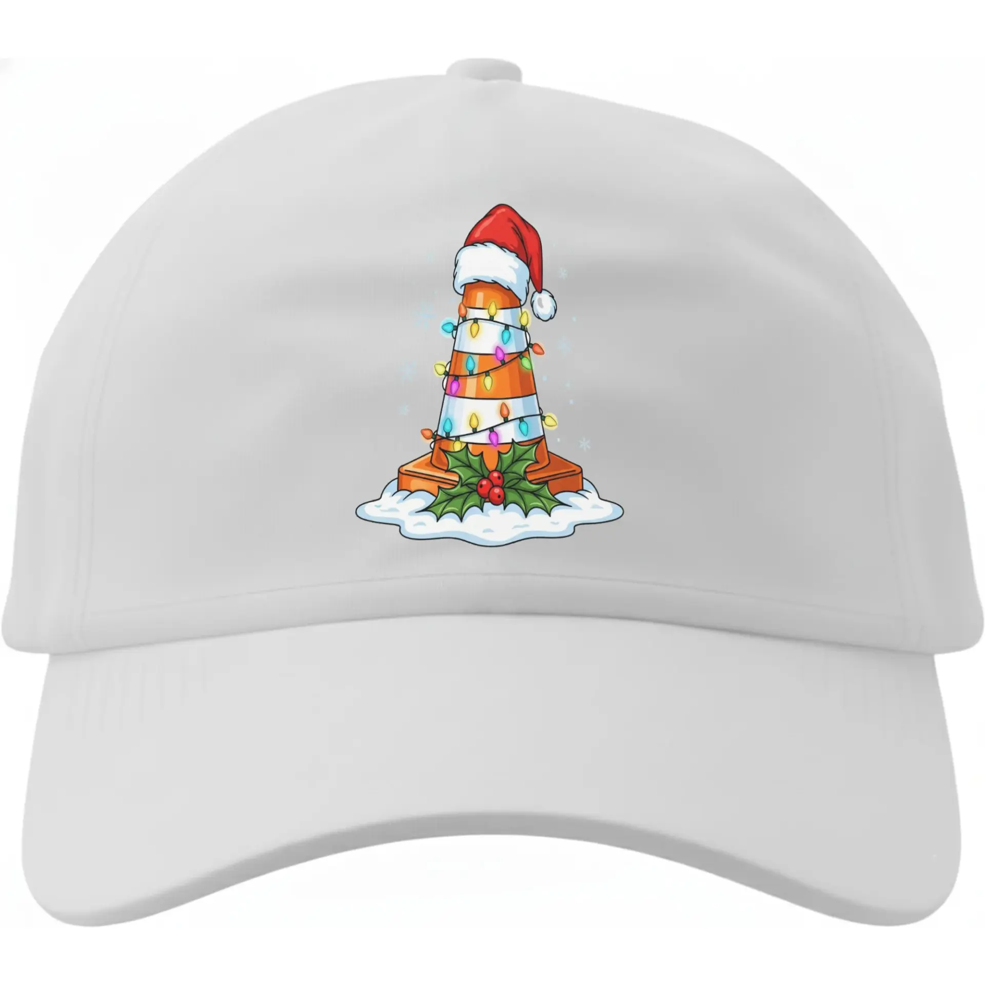 Baseball Cap Christmas Traffic Cone Graphic Holiday Seasonal Hat Cotton Blend Low Profile Adjustable Dad Hat