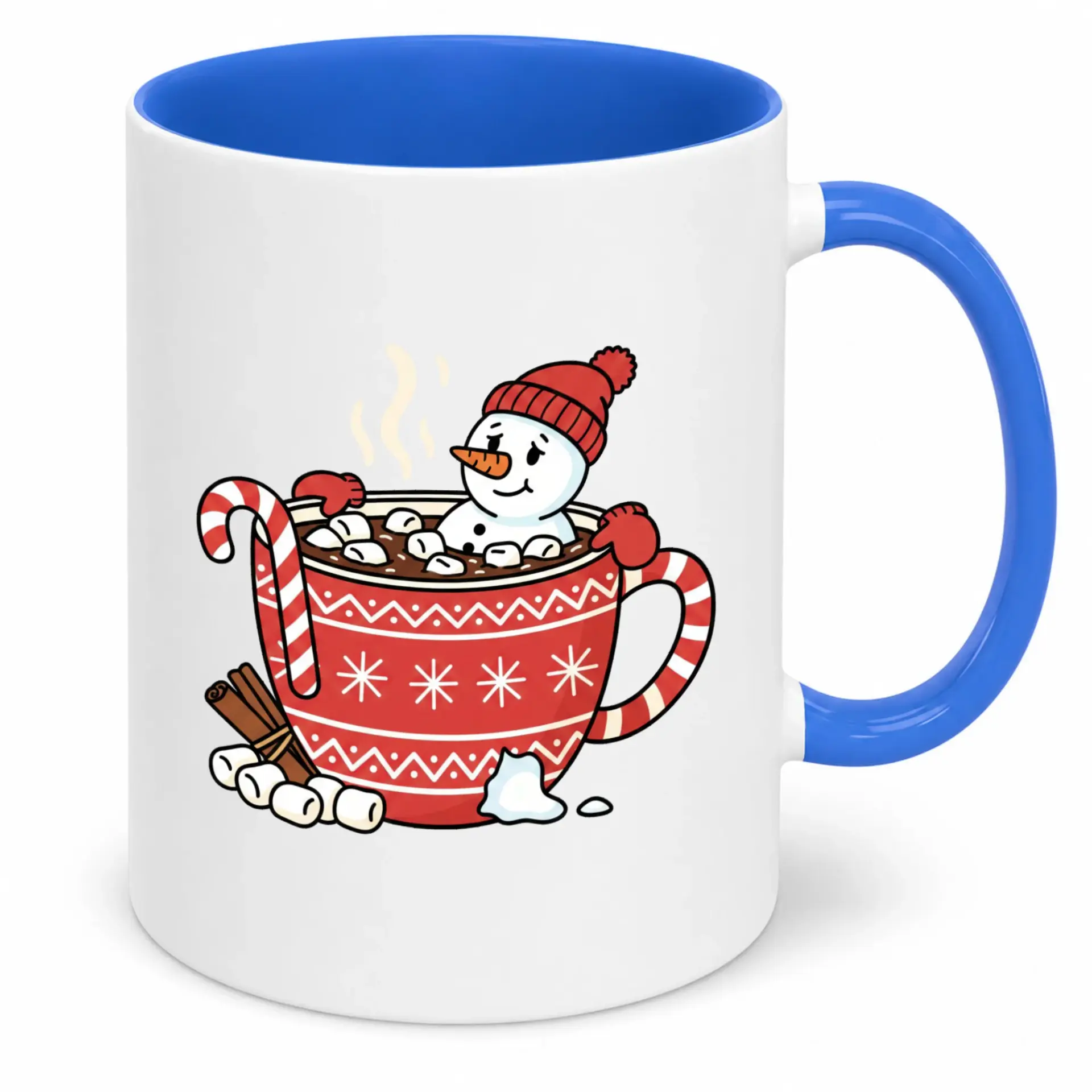 Christmas Coffee Mug with Cute Snowman in Hot Cocoa Design Premium Ceramic Beverage Cup for Winter Holidays and Seasonal Gifting