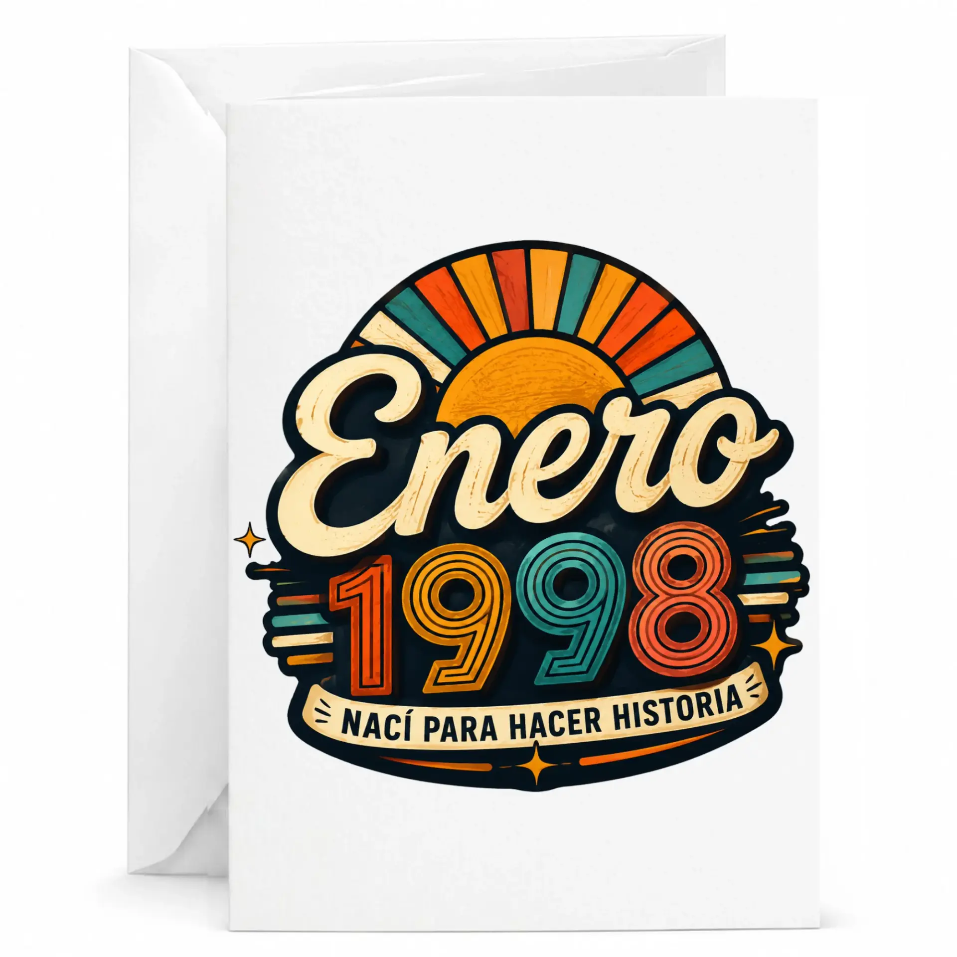 Birthday Card Enero 1998 Nací Para Hacer Historia Retro Vintage Style Greeting Card for Milestone Celebration
