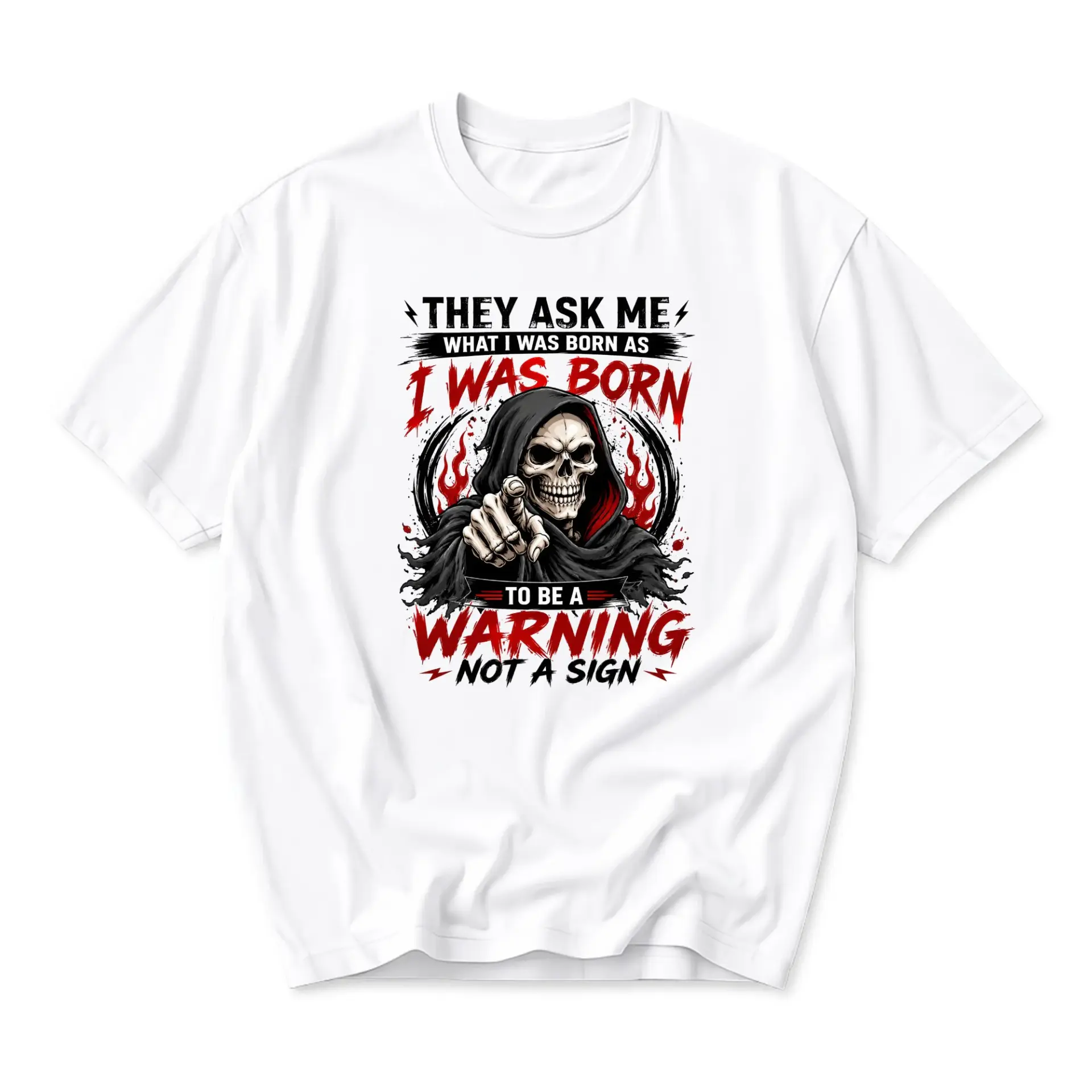 Graphic Tee Warning Skull Design Unisex Short Sleeve Shirt Casual Cotton Blend Crew Neck Apparel for Everyday Wear