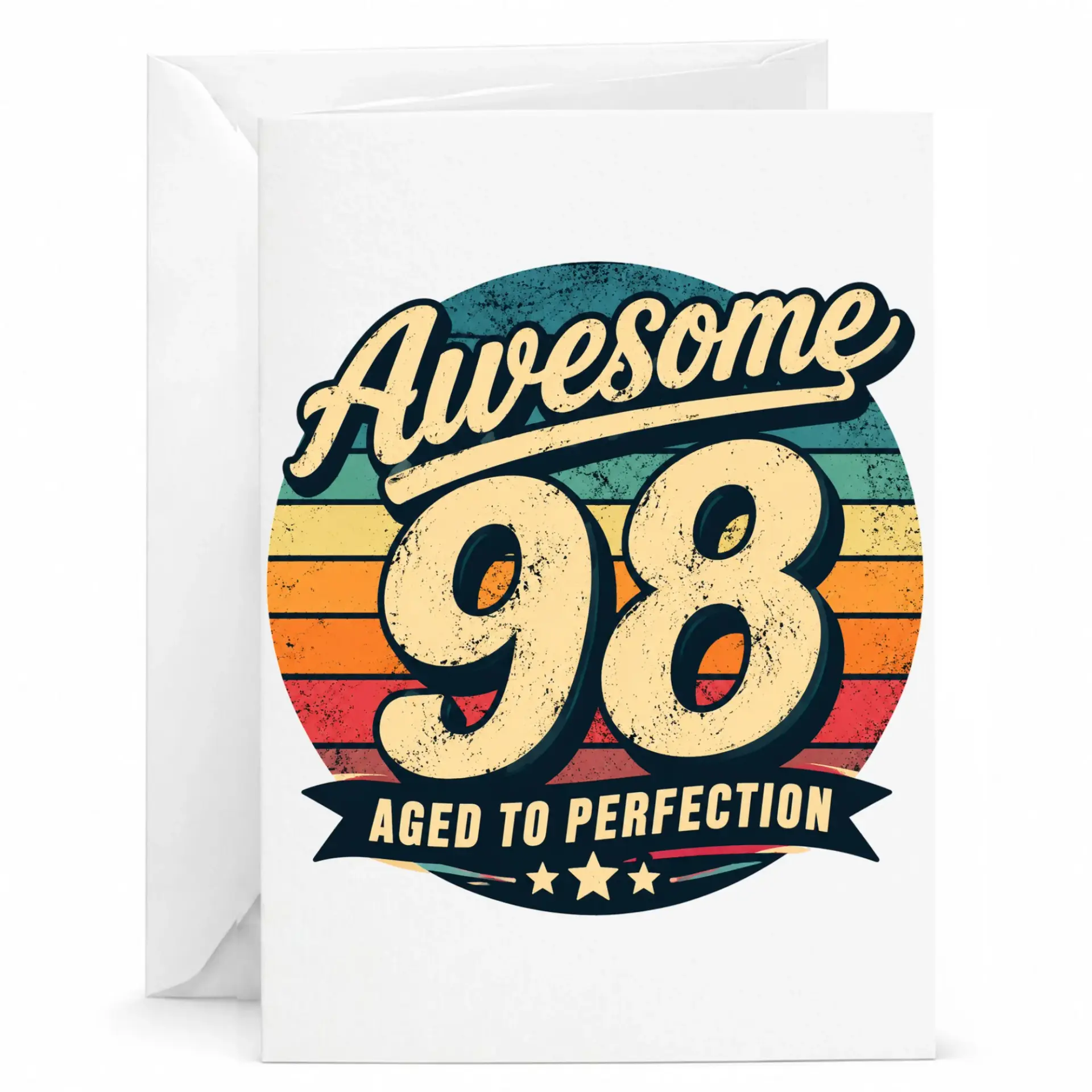 Birthday Card Awesome 98 Aged to Perfection Greeting Card with Envelope for Milestone Celebration and Stationery
