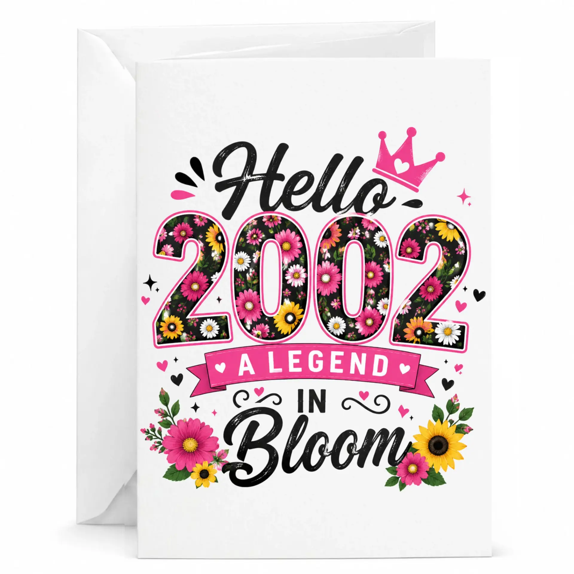 Birthday Card Hello 2002 a Legend in Bloom Floral Design Funny Greeting Card for Twenty Second Birthday Celebration