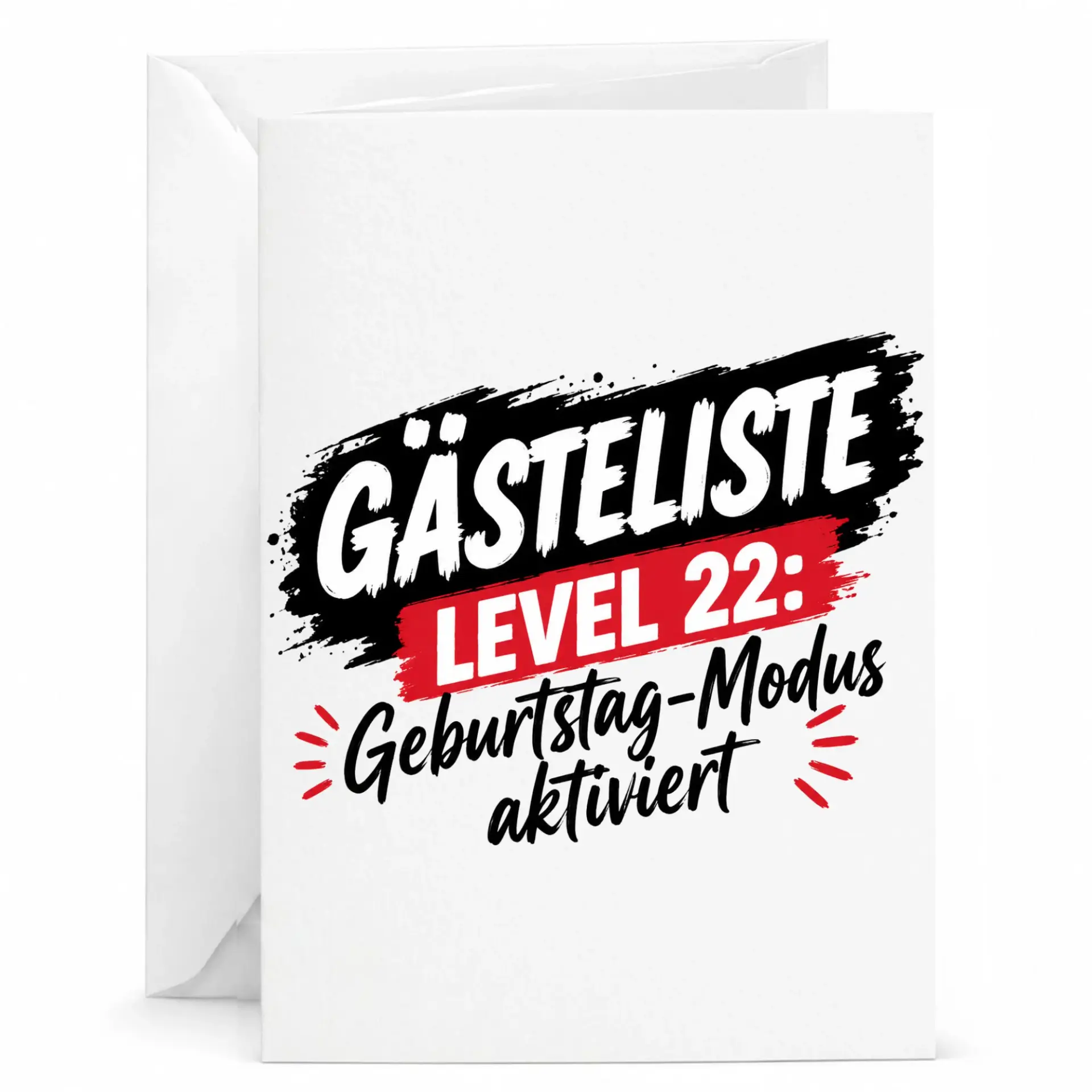 Birthday Card Level 22 Gaming Theme Greeting Card for 22nd Birthday Celebration with Matching Envelope
