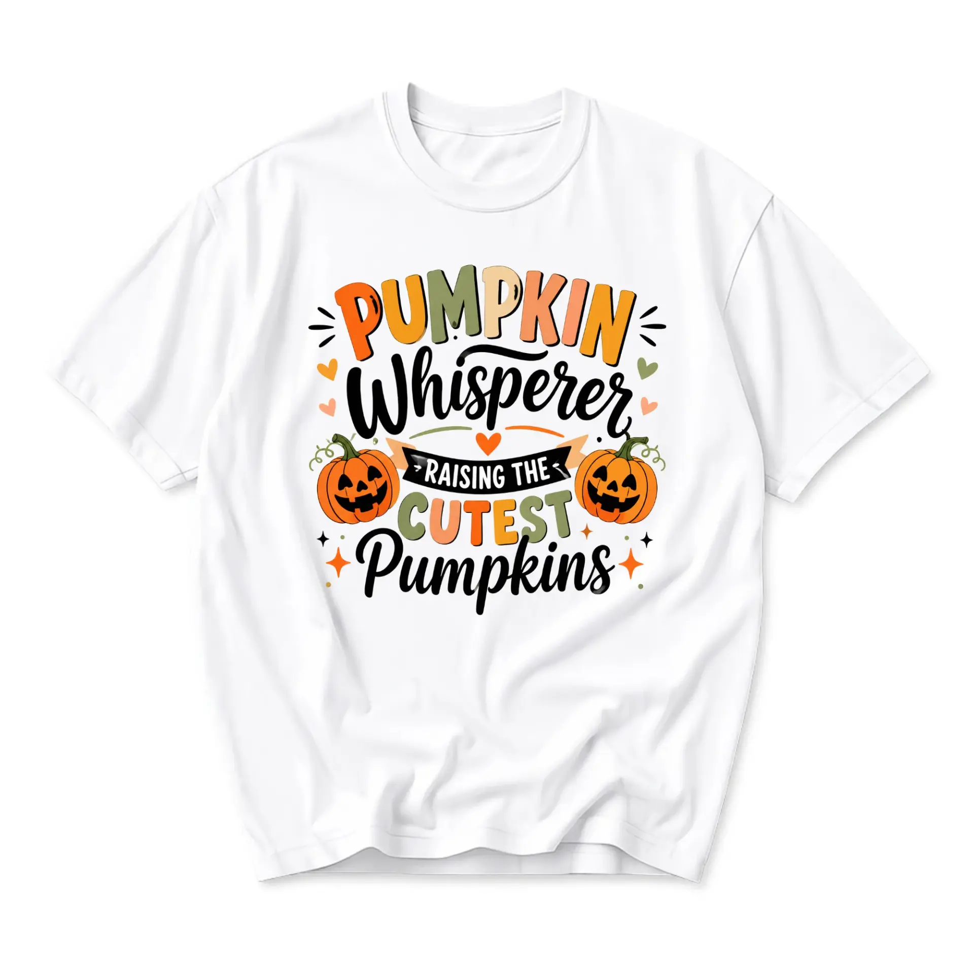 Graphic Tee Pumpkin Whisperer Raising the Cutest Pumpkins Fall Season Unisex Casual Crew Neck Soft Cotton Blend T-Shirt
