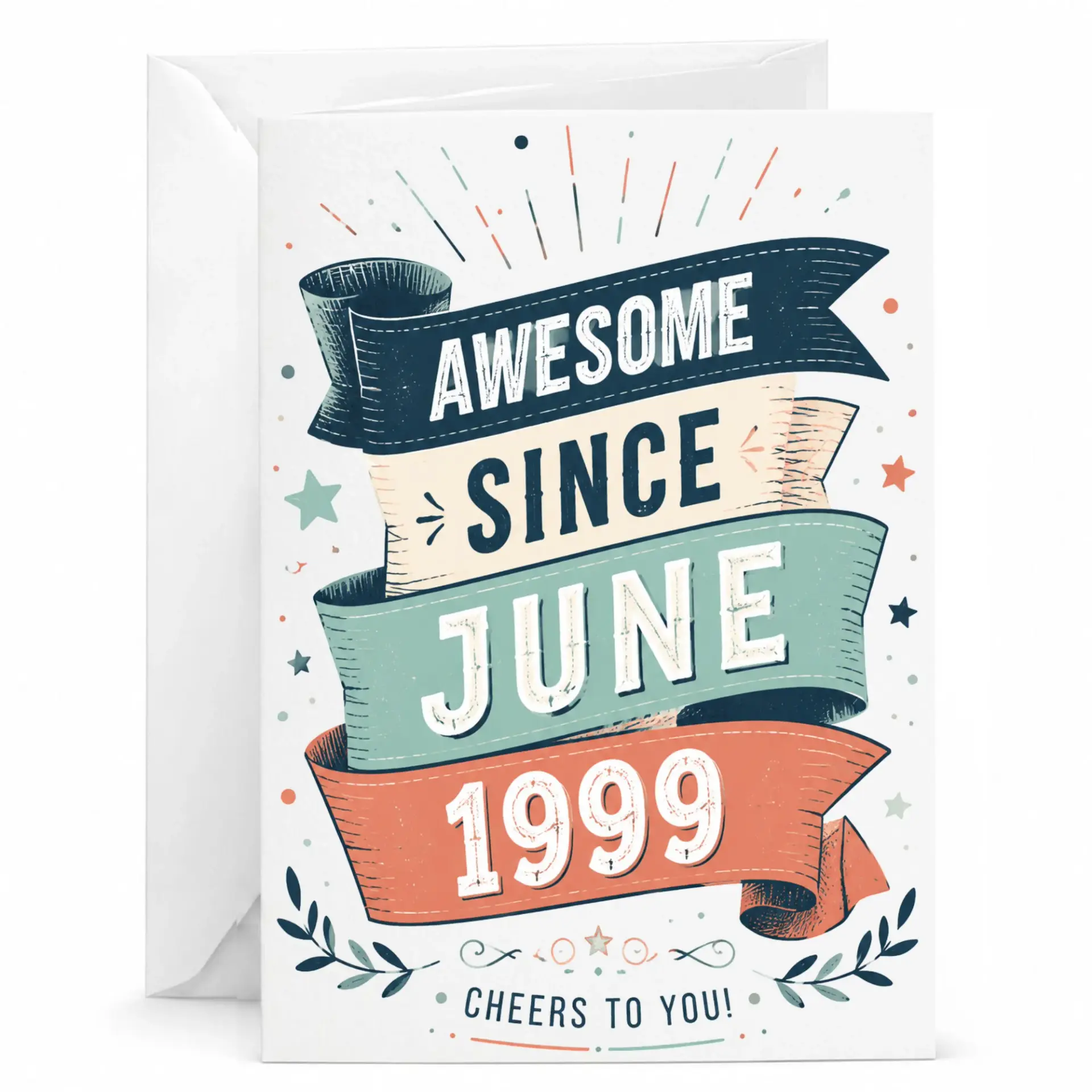 Birthday Card Awesome Since June 1999 Vintage Style Greeting Card for Milestone Celebration and Birthday Wishes