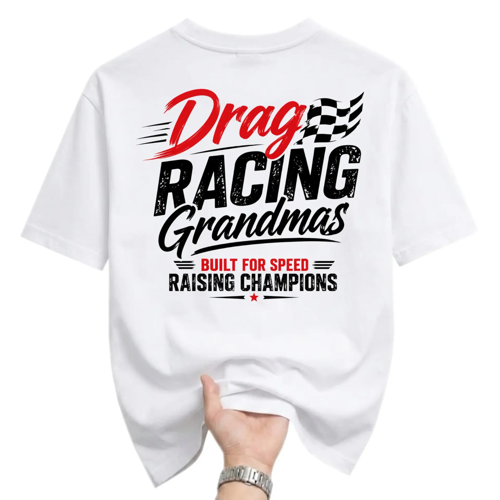 Funny Shirt Drag Racing Grandmas Graphic Tee Unisex Crew Neck Casual Everyday Wear Soft Cotton Blend T-Shirt Top
