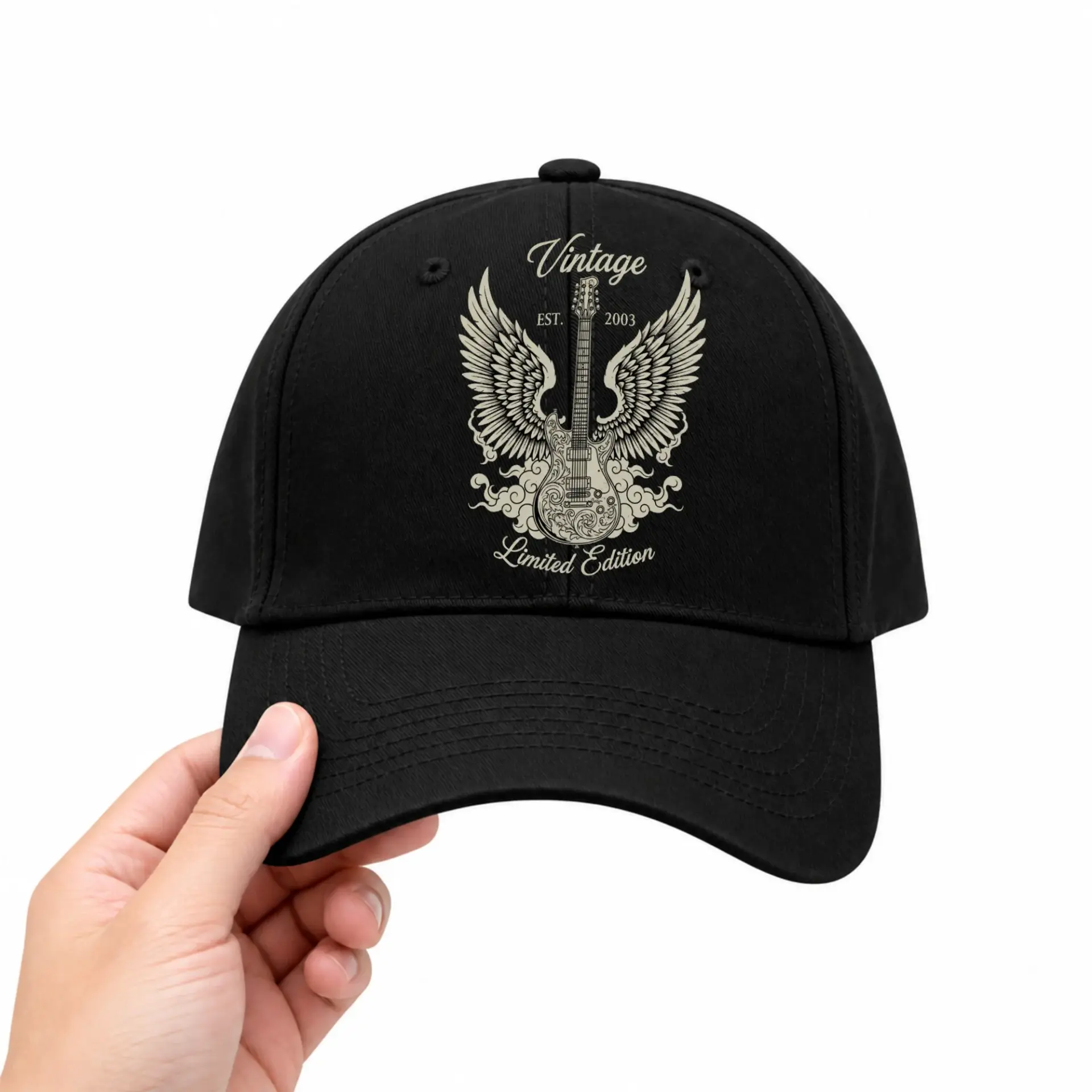 Baseball Cap Vintage Retro Guitar Graphic Design Adjustable Hat