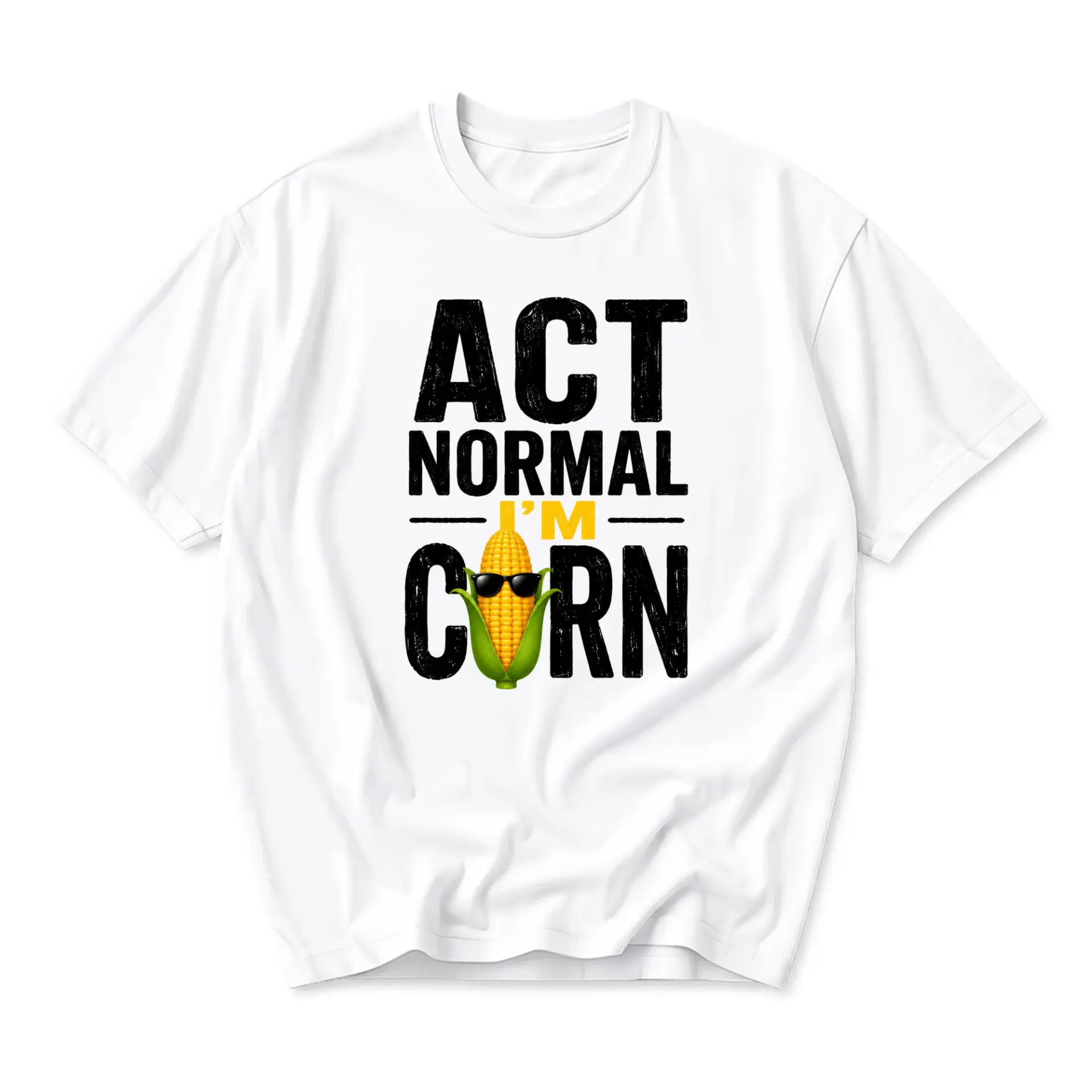 Funny Shirt Act Normal I Am Corn Graphic Tee Unisex Crew Neck Casual Cotton Blend Short Sleeve Humorous Cotton Apparel
