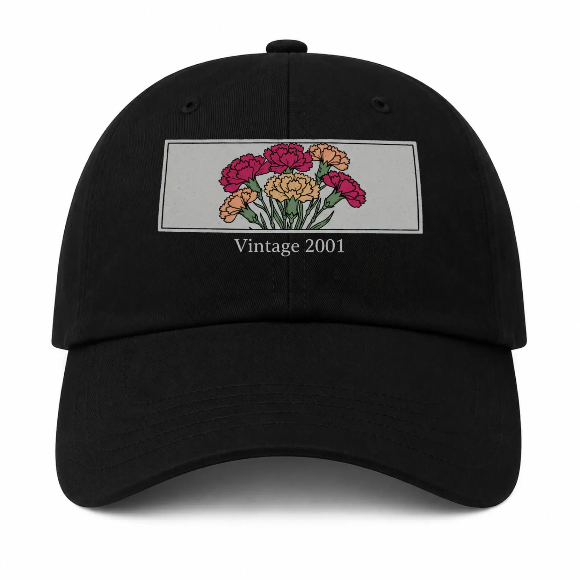 Baseball Cap Floral Design Vintage Aesthetic Print Cotton Blend Hat