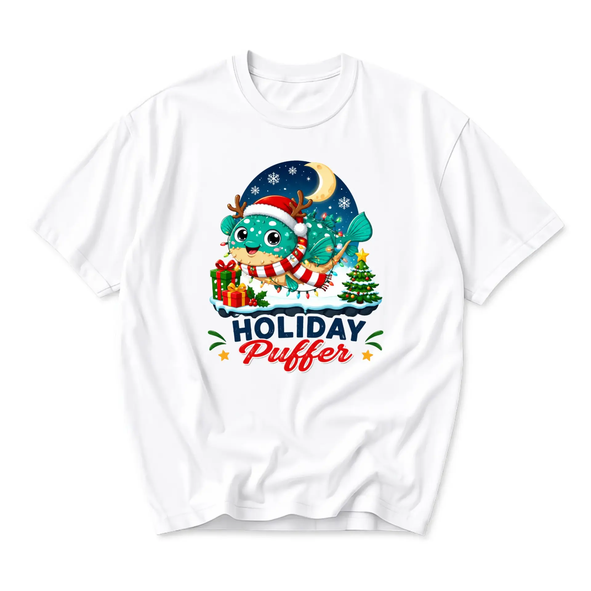 Funny Shirt Holiday Puffer Cute Christmas Graphic Tee Seasonal Unisex Crew Neck Casual Cotton Top