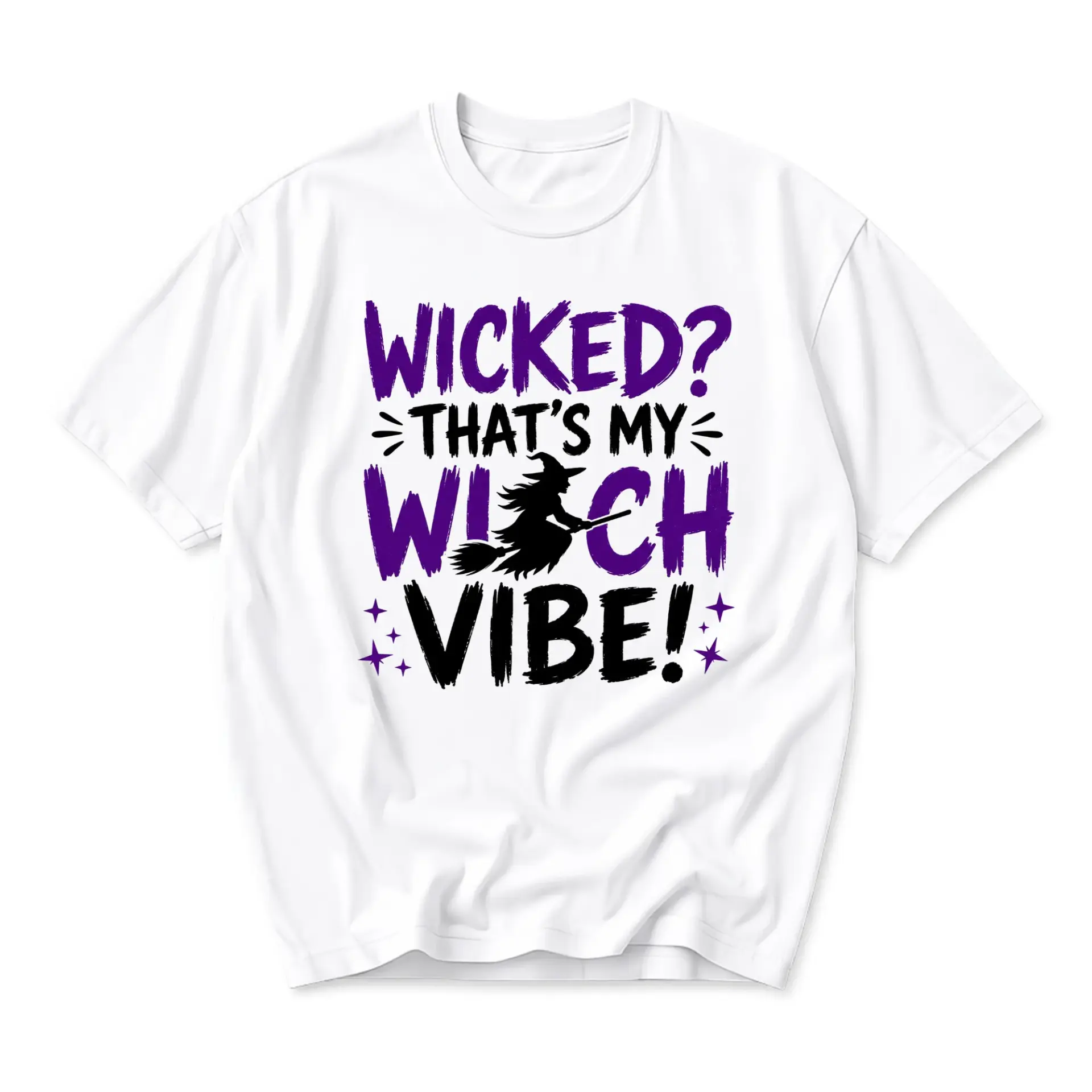 Funny Shirt Wicked That's My Witch Vibe Graphic Tee Casual Crew Neck Unisex Cotton Blend Everyday Apparel