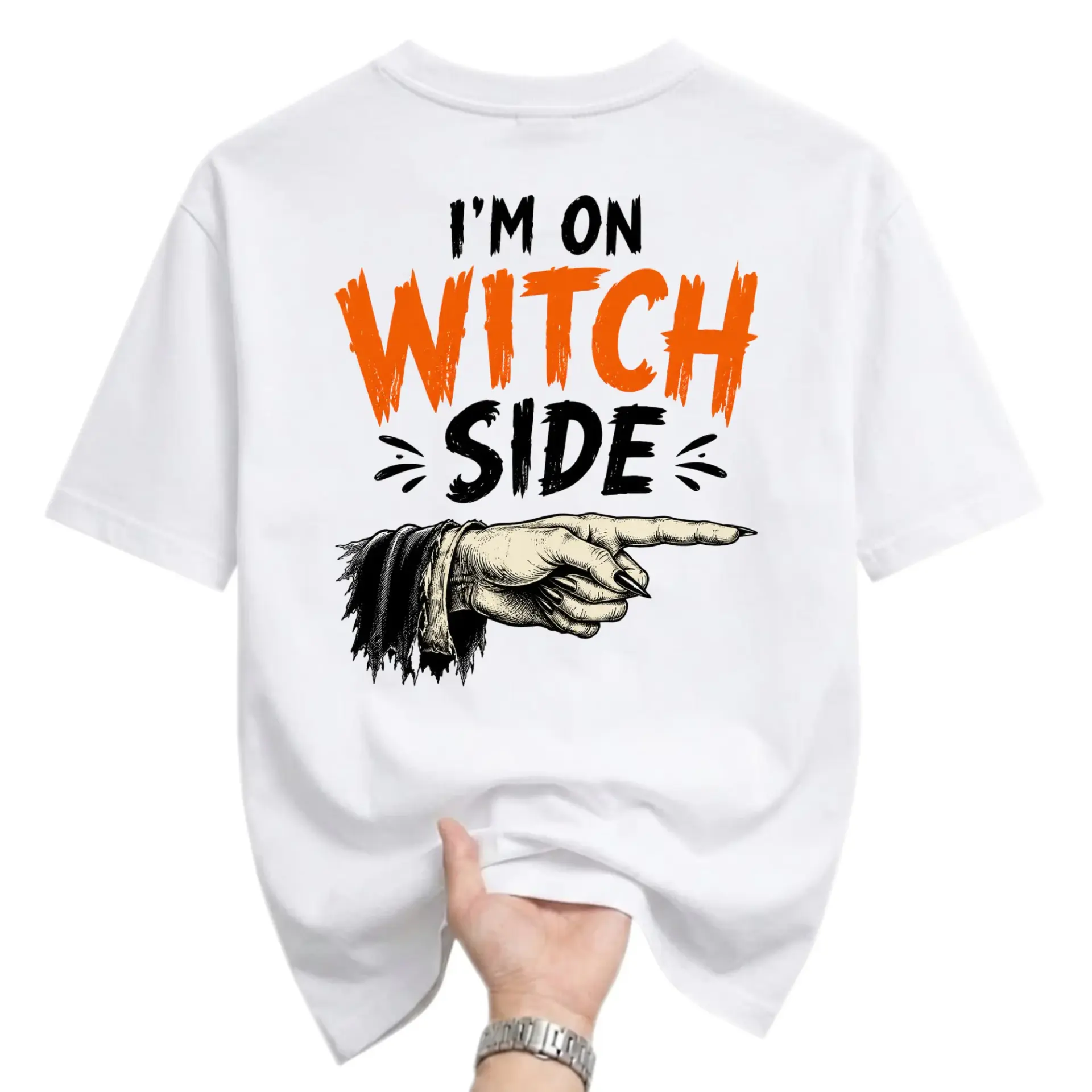 Funny Shirt Unisex Graphic Printed T-Shirt I Am on Witch Side Design Casual Soft Cotton Crew Neck Everyday Apparel