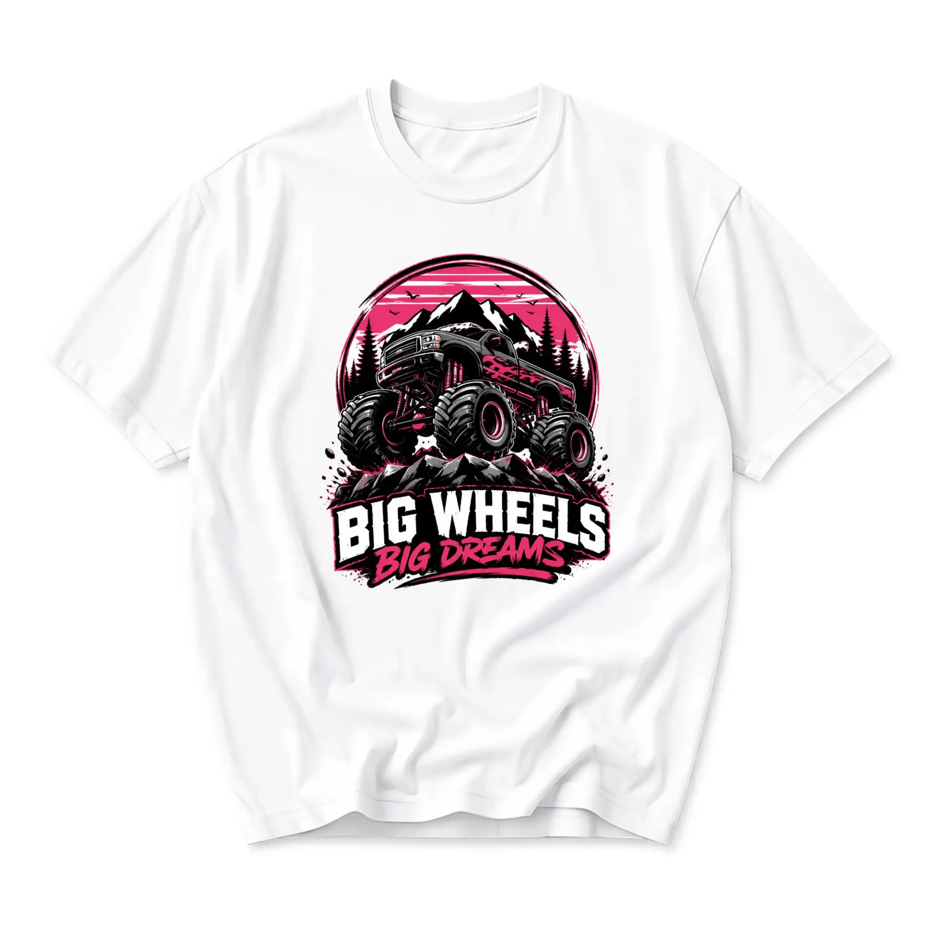 Graphic Tee Big Wheels Dreams Off Road Truck Illustration Unisex Crew Neck Casual Cotton Blend Short Sleeve Shirt