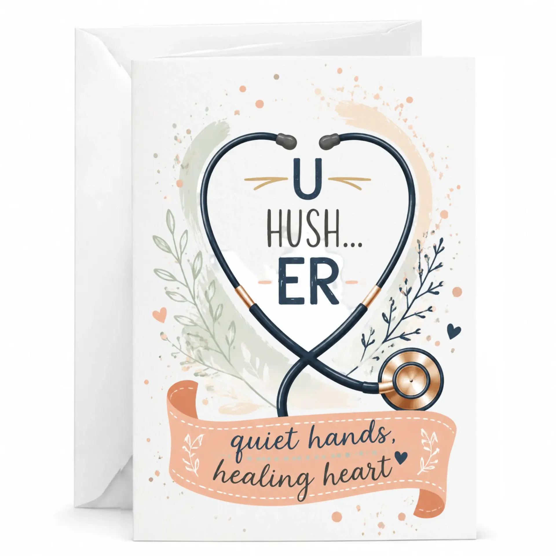 Greeting Card for Healthcare Professional Featuring Stethoscope Heart Design and Inspirational Appreciation Message