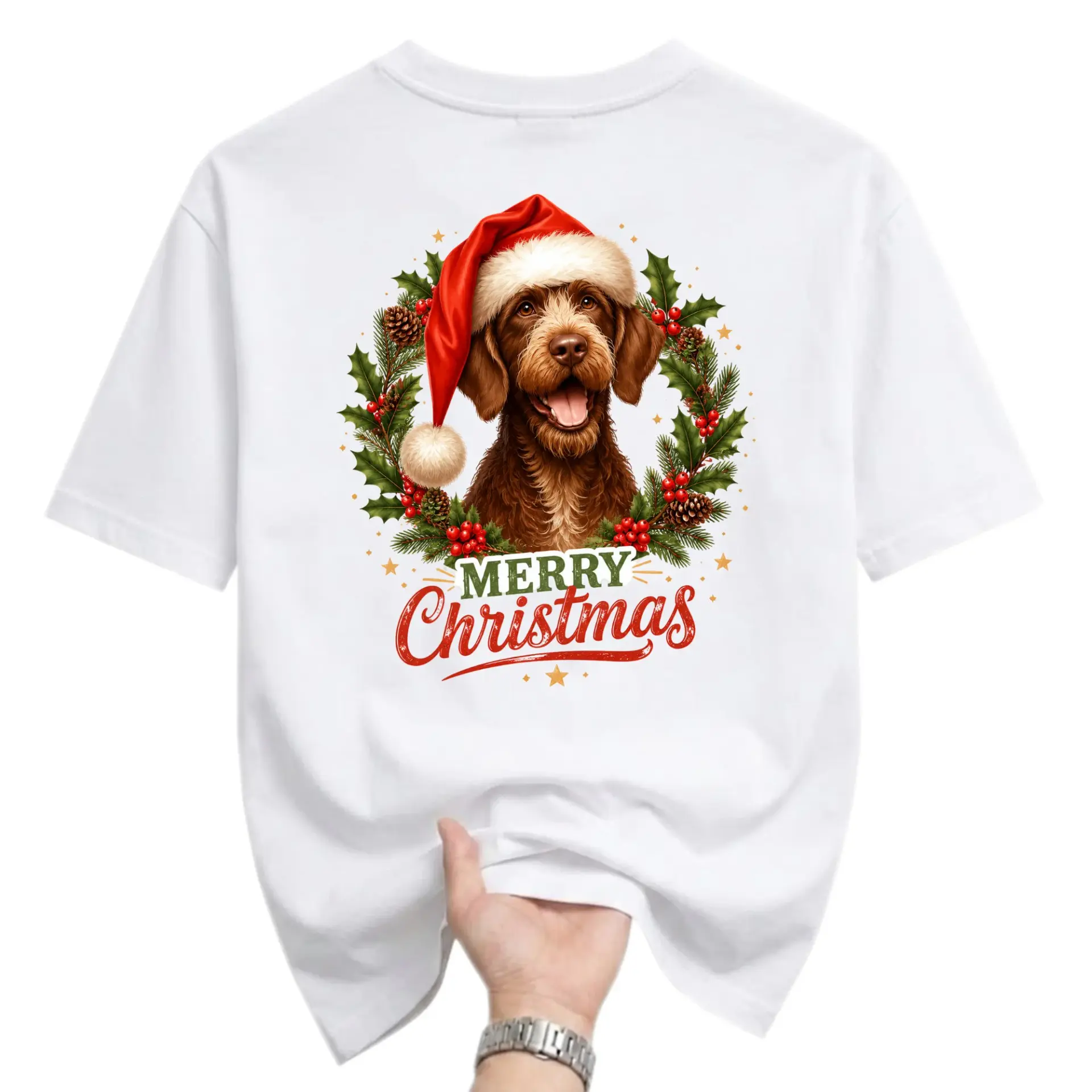 T-shirt Merry Christmas Graphic Tee Holiday Shirt Featuring Wearing Santa