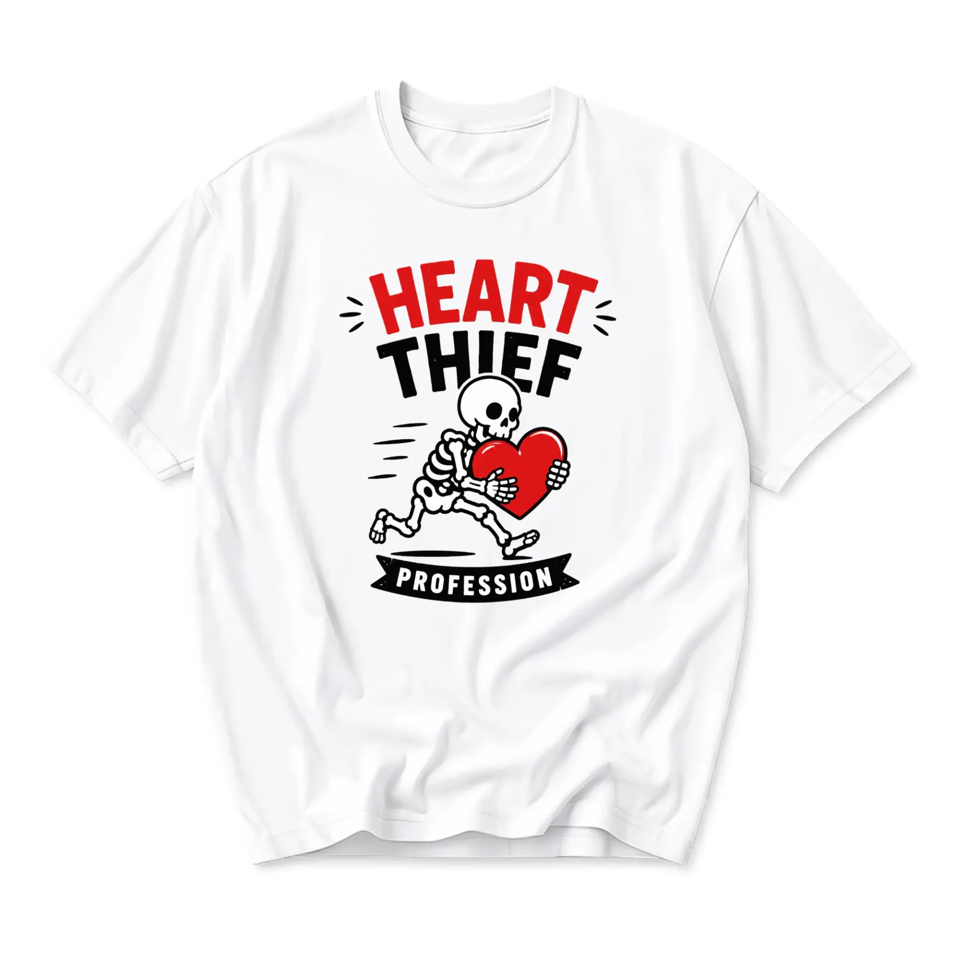 Funny Shirt Heart Thief Profession Graphic Tee Unisex Crew Neck Short Sleeve Casual Cotton Blend Apparel for Adults