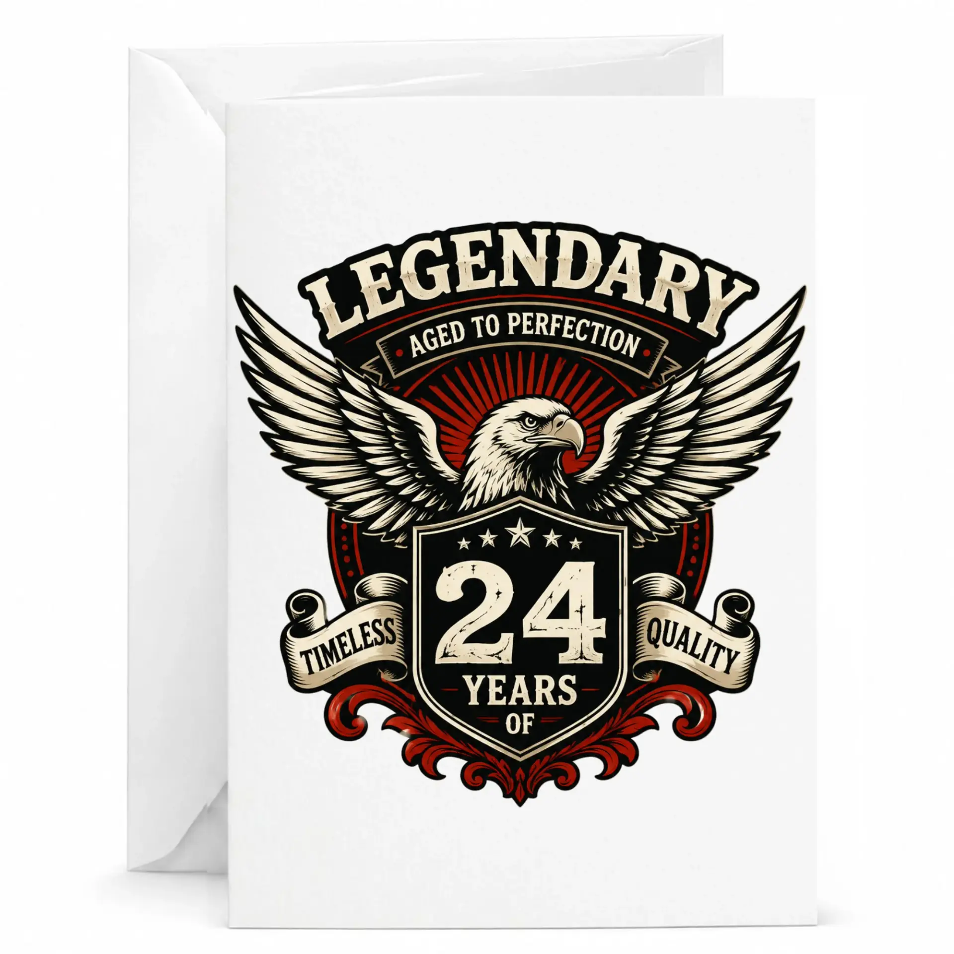 Birthday Card Legendary Aged to Perfection 24 Years of Timeless Quality Greeting Card with Envelope 5x7 Inches