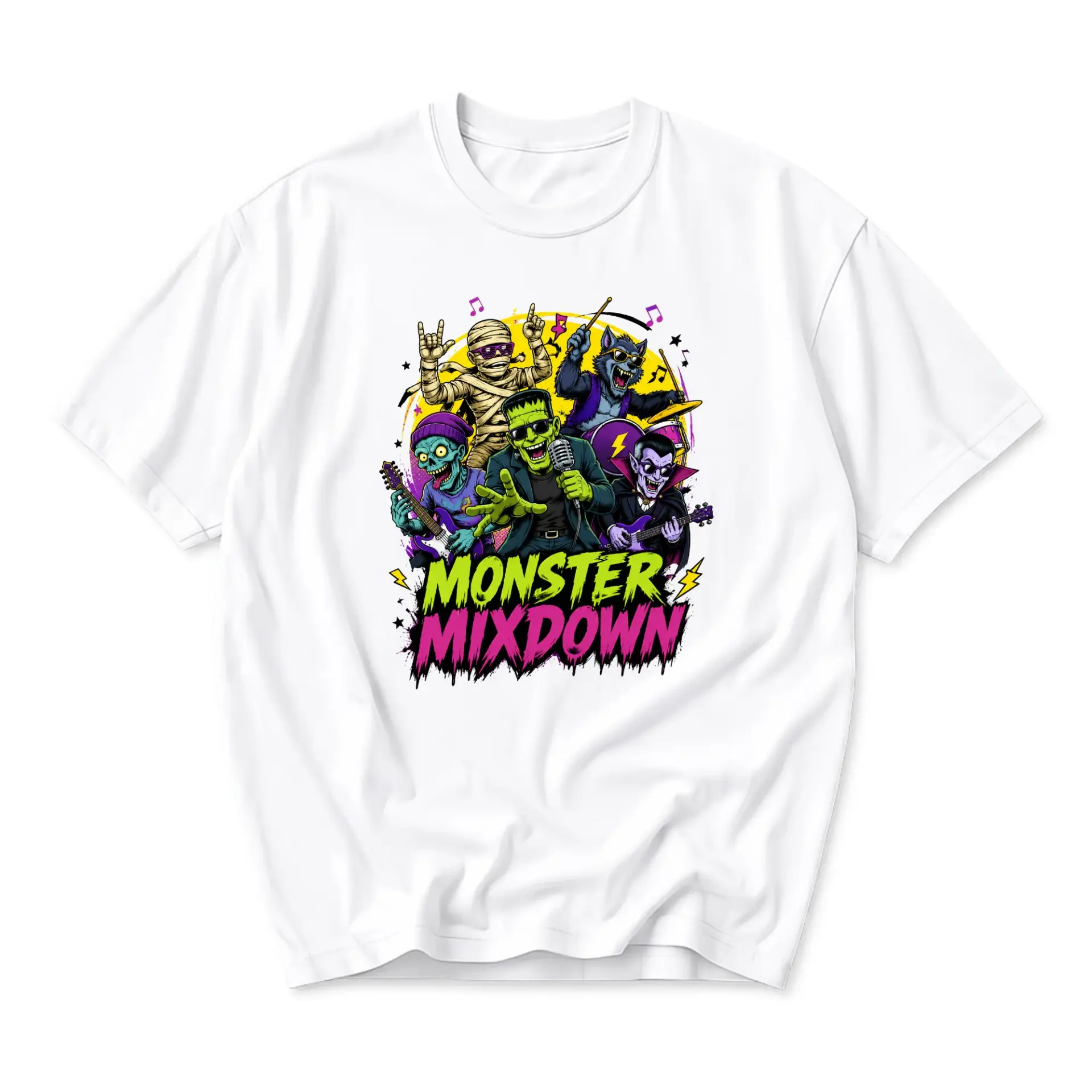 Graphic Tee Monster Mixdown Music Band Illustration Unisex Casual Crew Neck T-Shirt for Everyday Style and Comfort