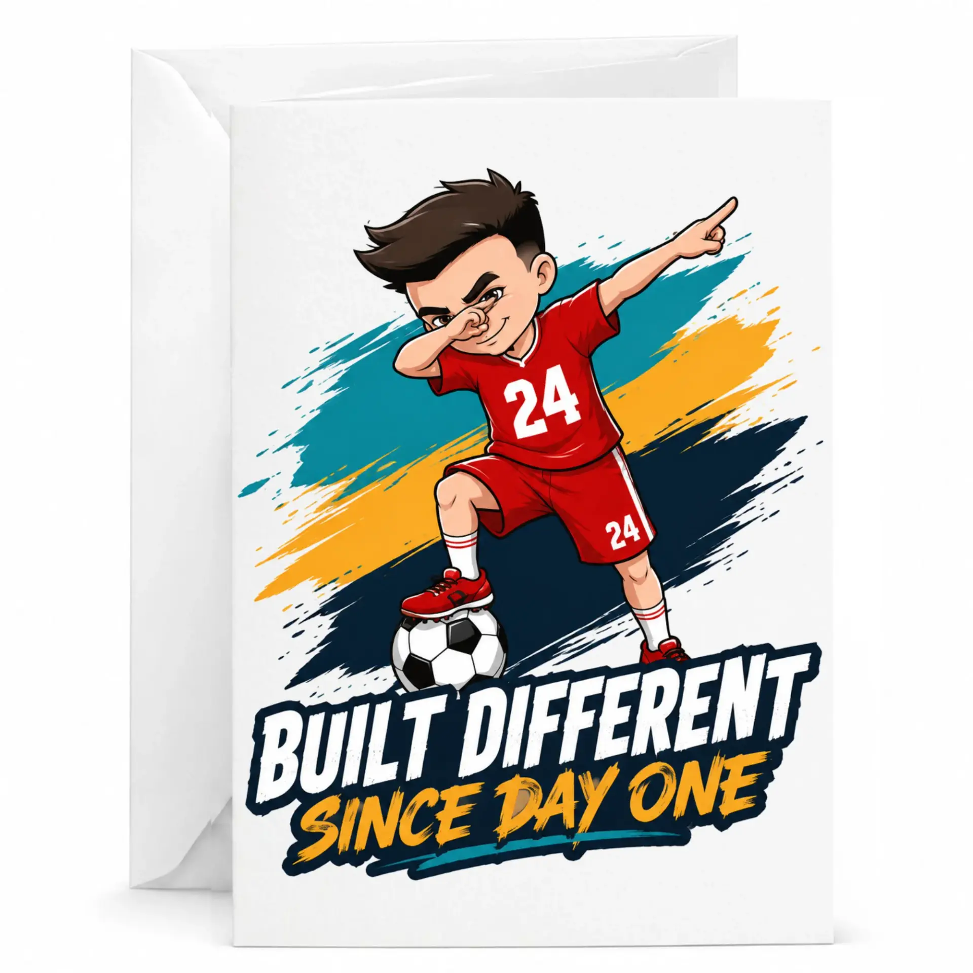 Greeting Card Built Different Since Day One Funny Soccer Player Athletic Sports Design for Athletes and Fans