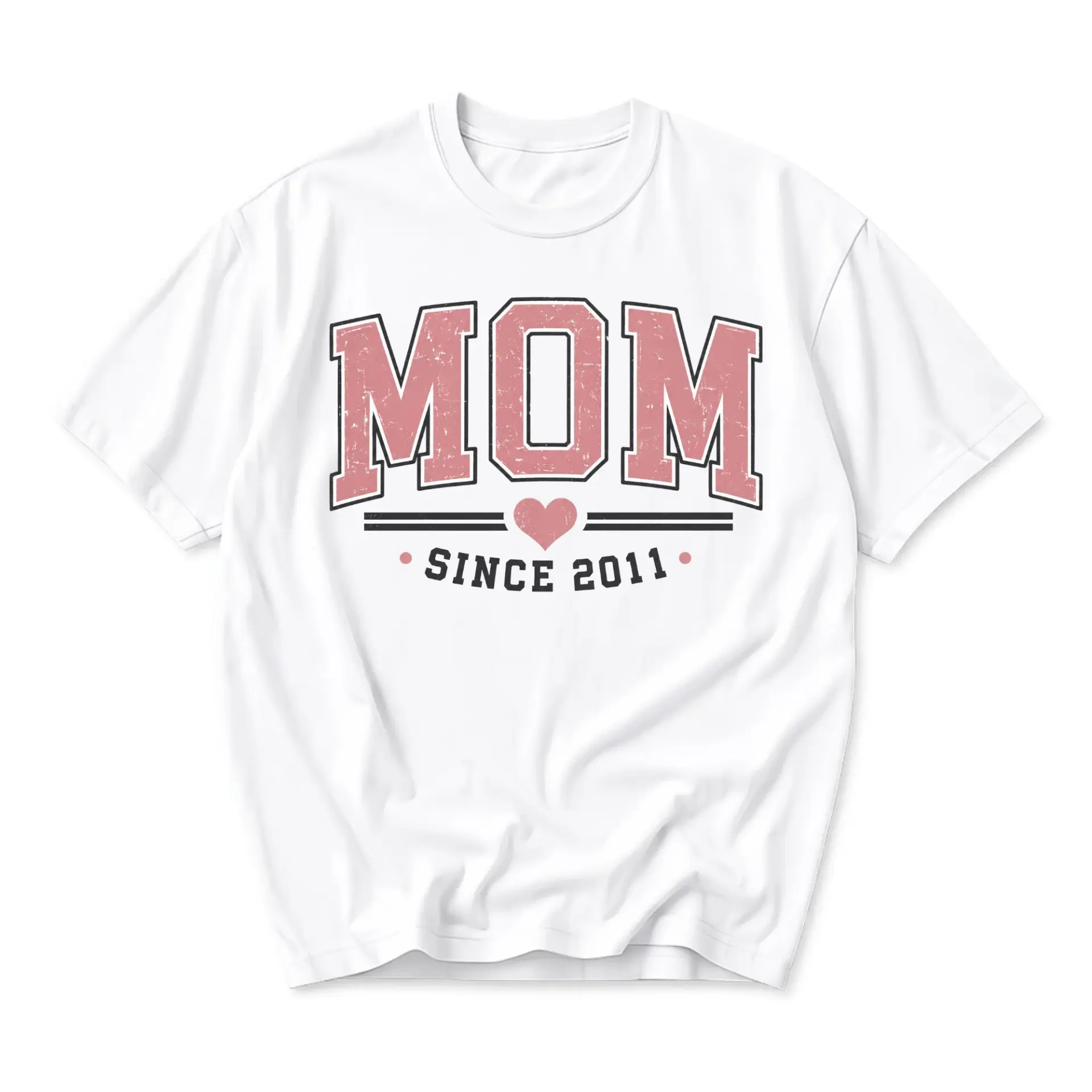 Graphic Tee Unisex Mom Since 2011 Casual Cotton Shirt Vintage Style Crew