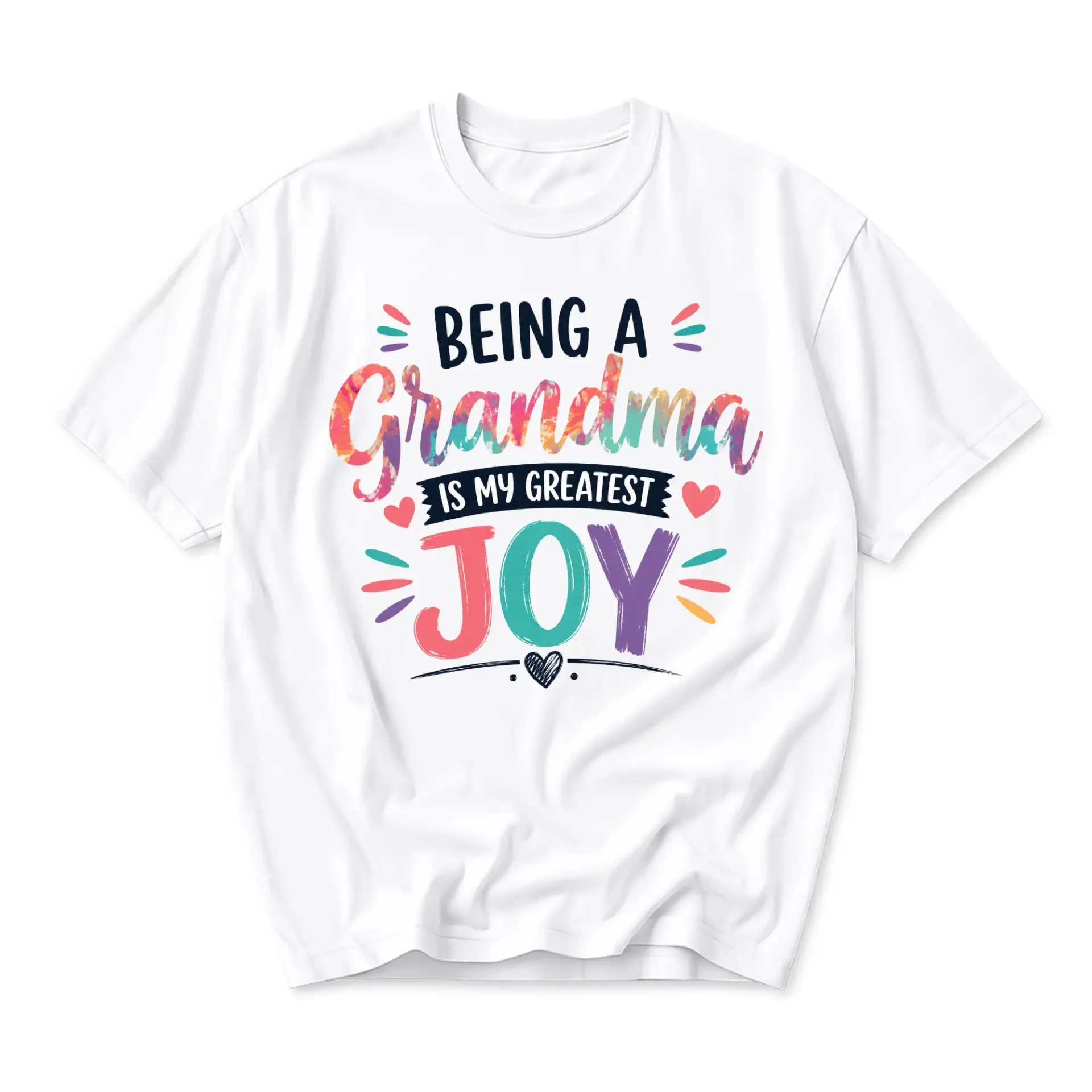 Graphic Tee Being a Grandma Is My Greatest Joy Colorful Typography Shirt