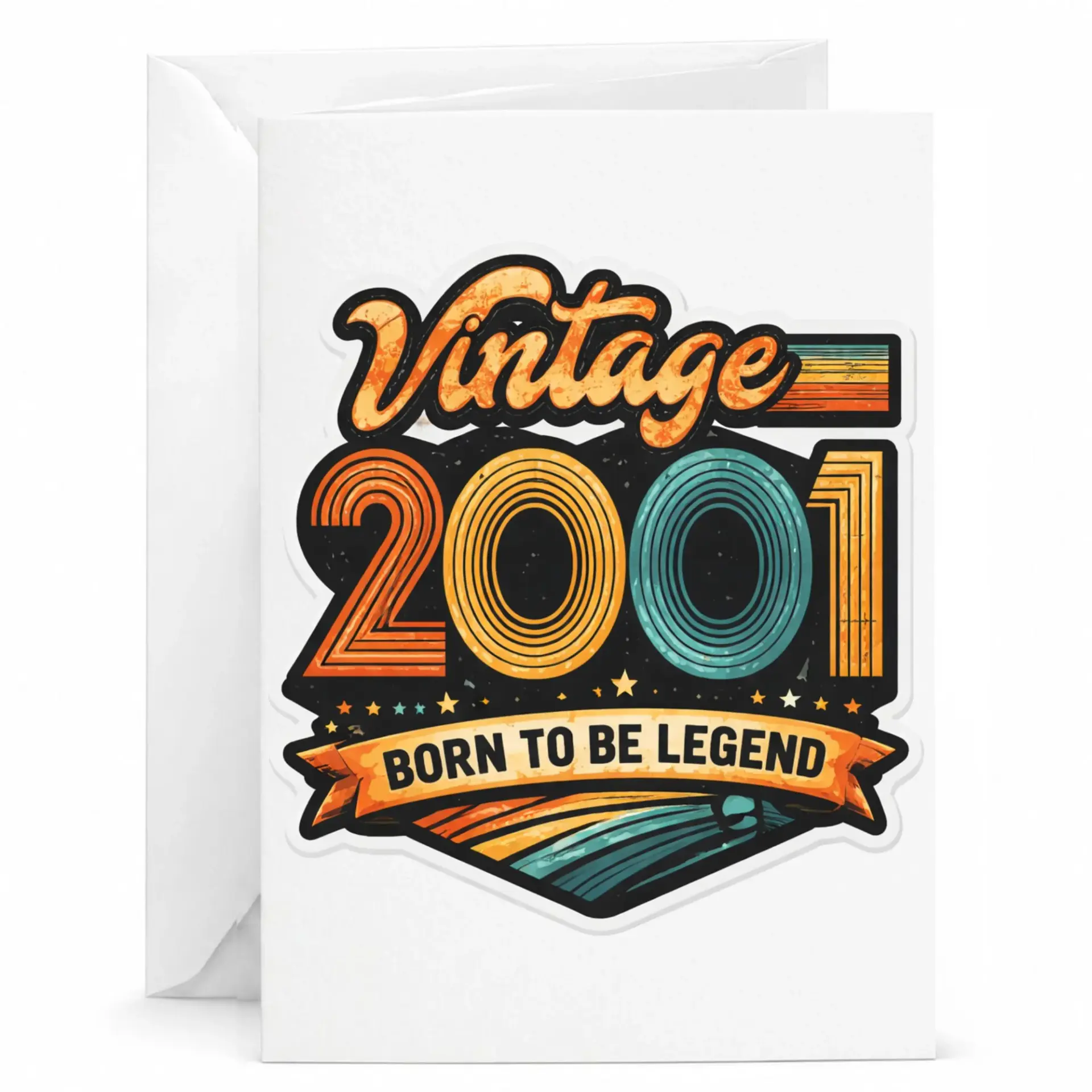 Birthday Card Vintage 2001 Born to Be Legend Retro Style Graphic Greeting Card for Milestone Celebrations 5x7 Inches