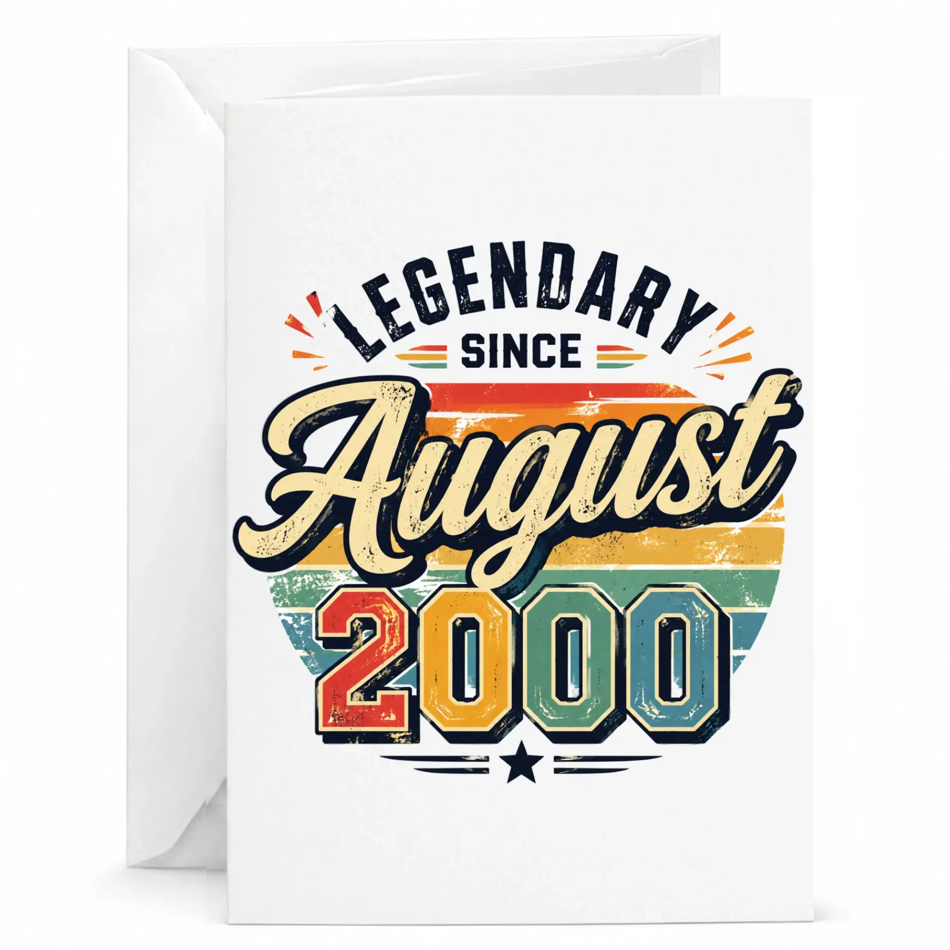 Birthday Card Legendary Since August 2000 Vintage Retro Style Greeting Card for Special Milestone Birthdays