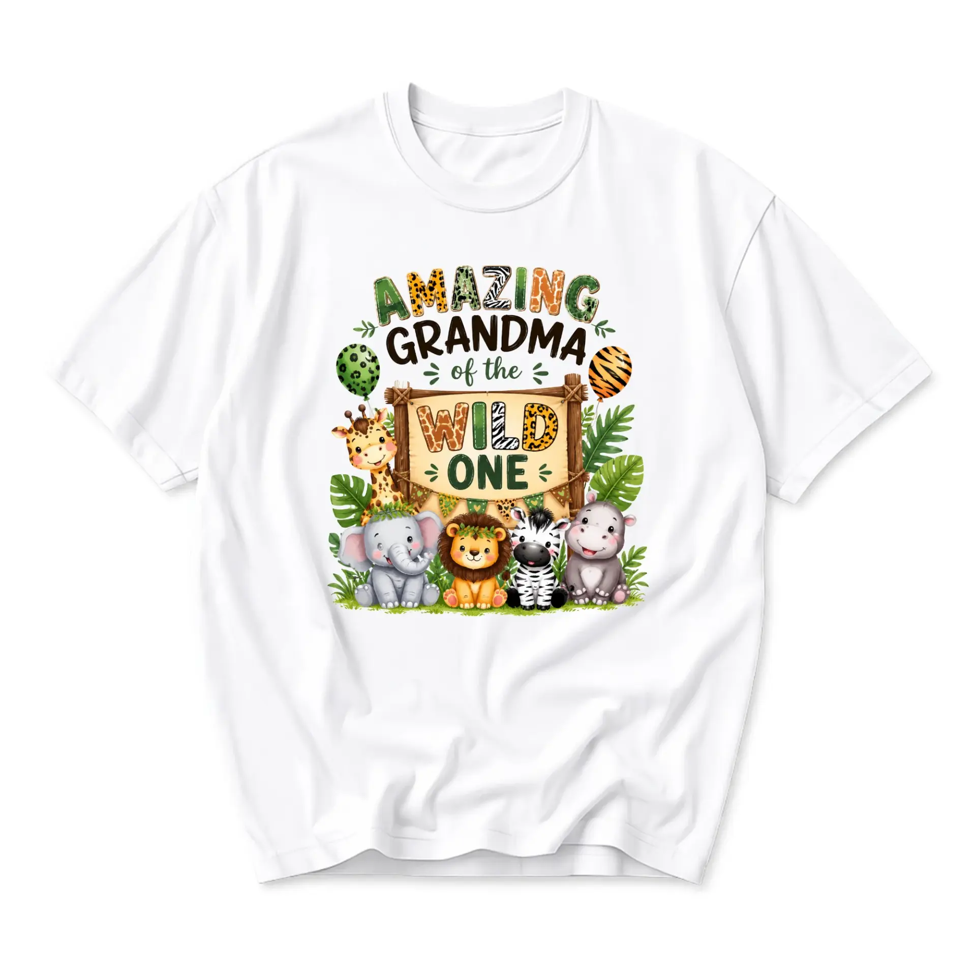 Graphic Tee Amazing Grandma of the Wild One Safari Print Unisex Casual Crew