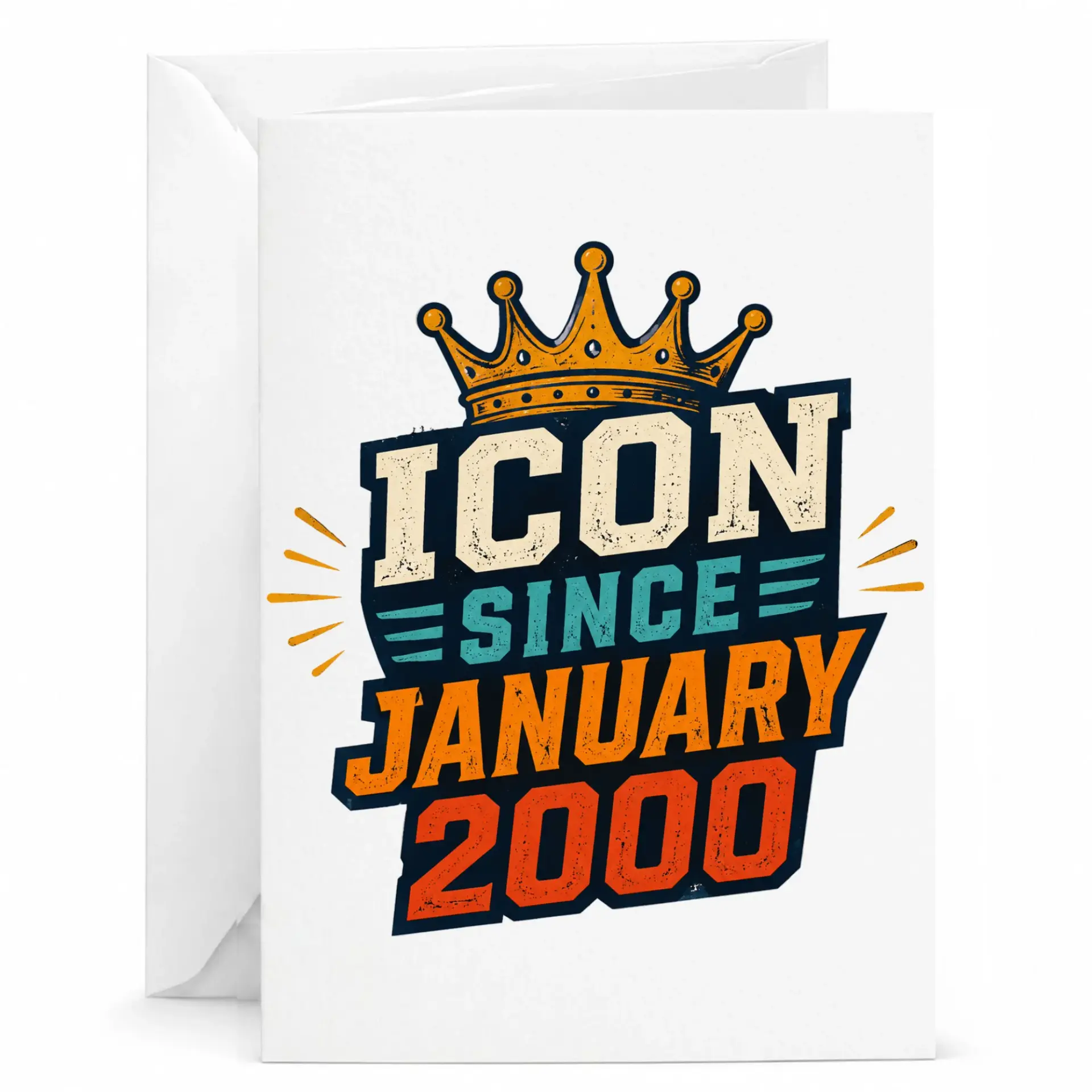 Birthday Card Icon Since January 2000 Vintage Style Design Greeting Card for Milestone Celebration and Anniversary