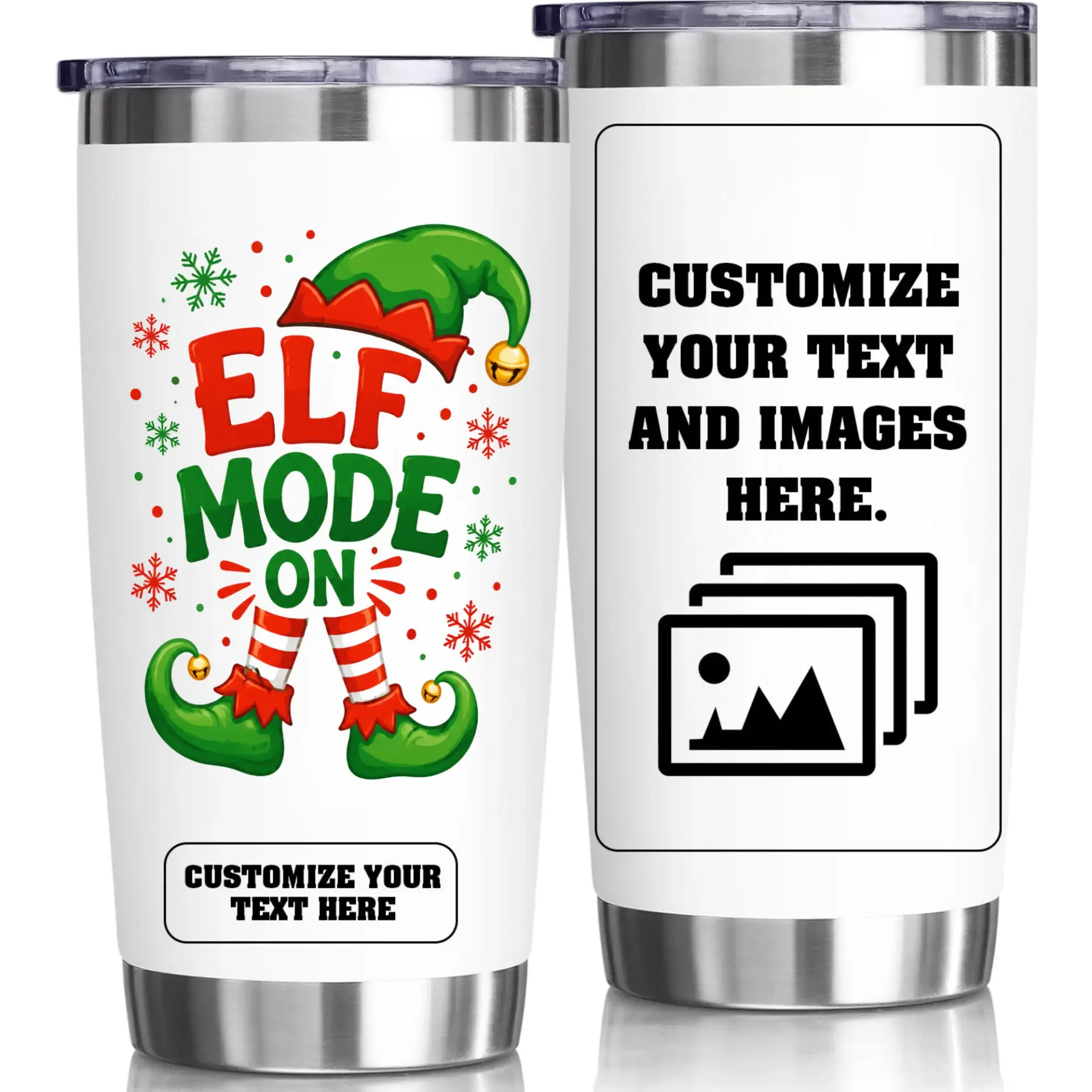 Stainless Steel Tumbler 20oz Elf Mode on Holiday Drink Cup Double Wall Vacuum Insulated Travel Mug for Hot and Cold Drinks