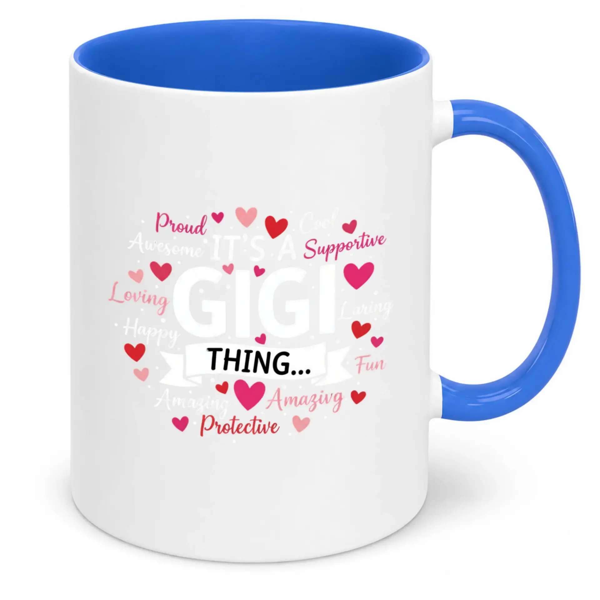 Gigi Coffee Mug for Grandma Aunt Sister Friend Personalized Gift with Loving Supportive Words and Hearts Design 11oz Ceramic Her