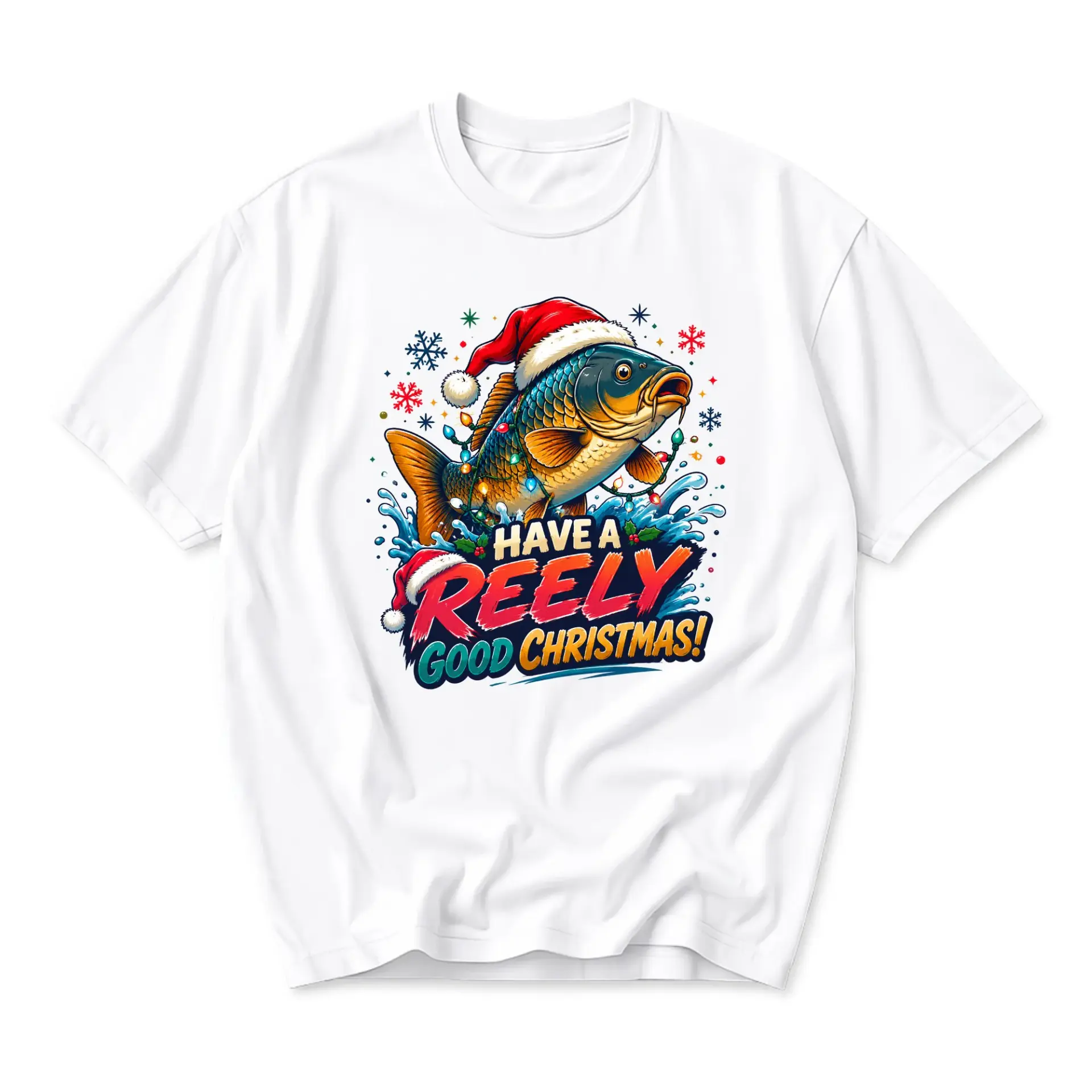 Funny Shirt Have a Good Christmas Fishing Graphic Tee Unisex Holiday Crew Neck Short Sleeve Cotton Apparel