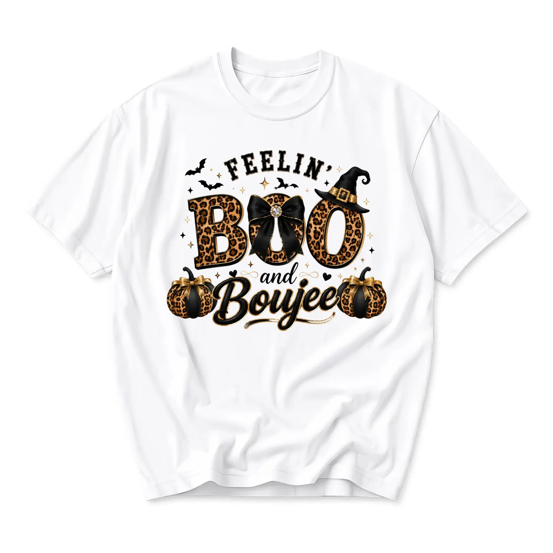 Funny Shirt Feelin Boo and Boujee Graphic Tee Festive Autumn Season Apparel for Casual Wear and Holiday Self Expression