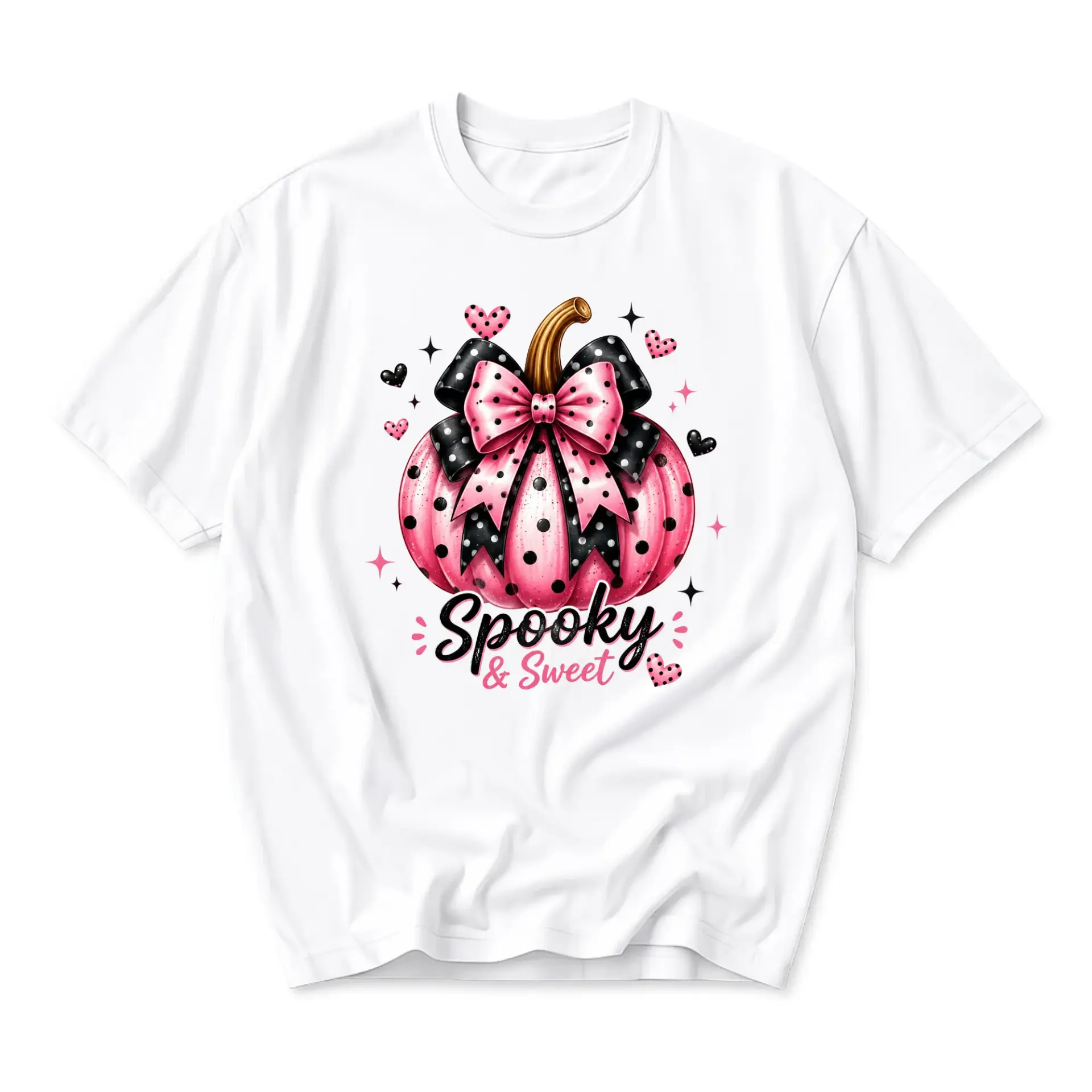 Funny Shirt Spooky and Sweet Pumpkin Graphic Tee Seasonal Fall Graphic Print Unisex Crew Neck Casual Cotton T-Shirt