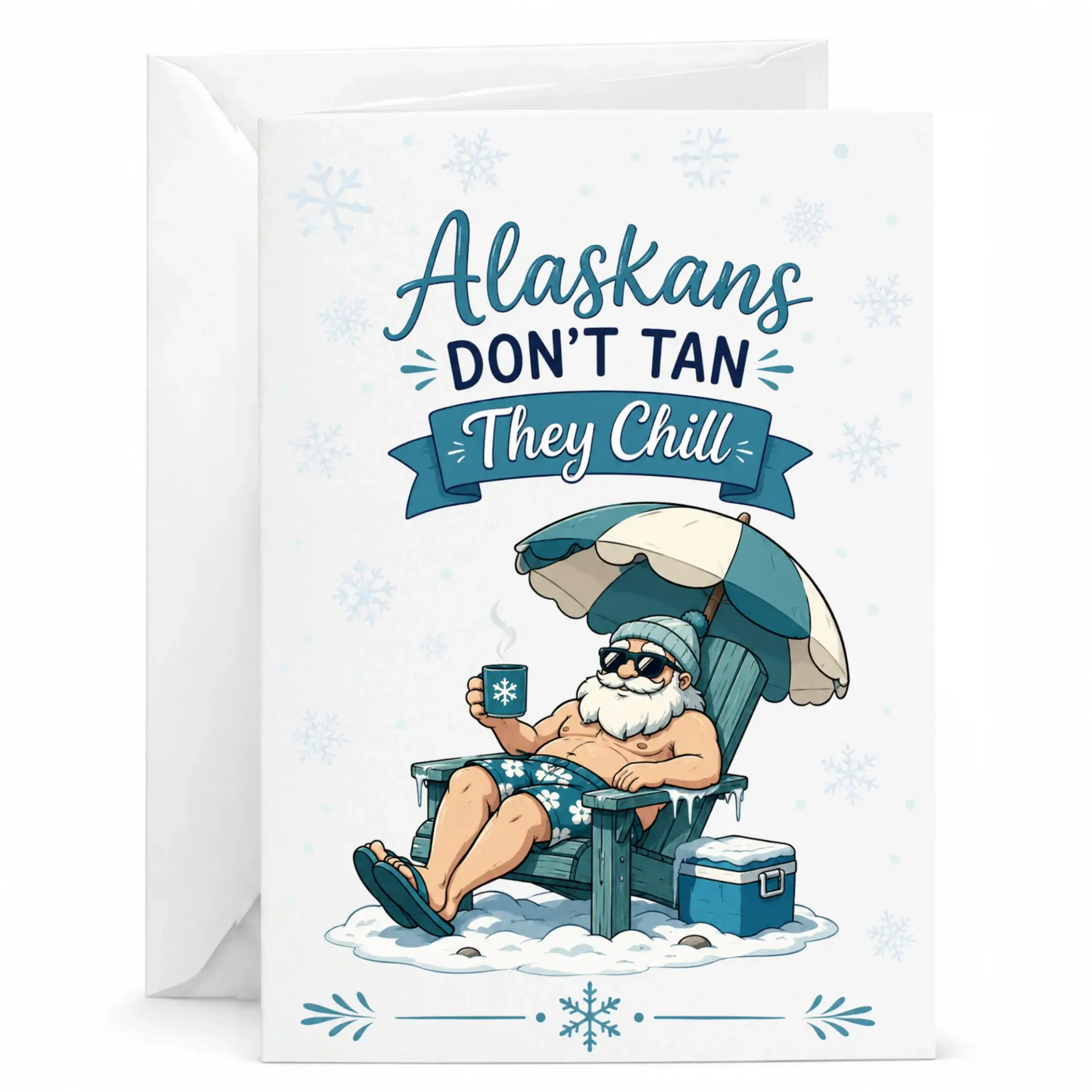 Funny Holiday Greeting Card Featuring Relaxing in the Snow