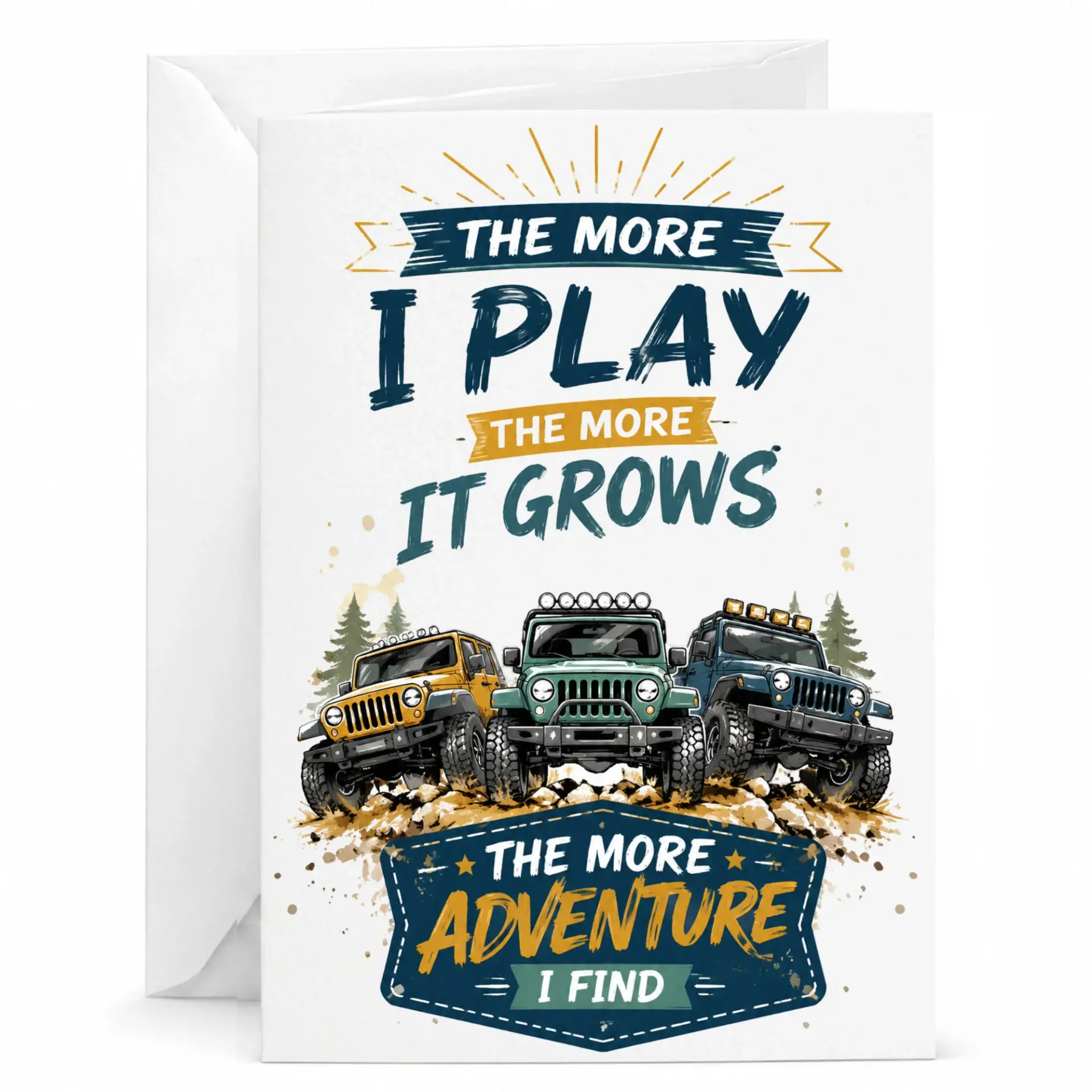 Greeting Card Adventure Enthusiast Gift Featuring Off Road Vehicles for Outdoor Lovers Birthday and Holiday Occasions