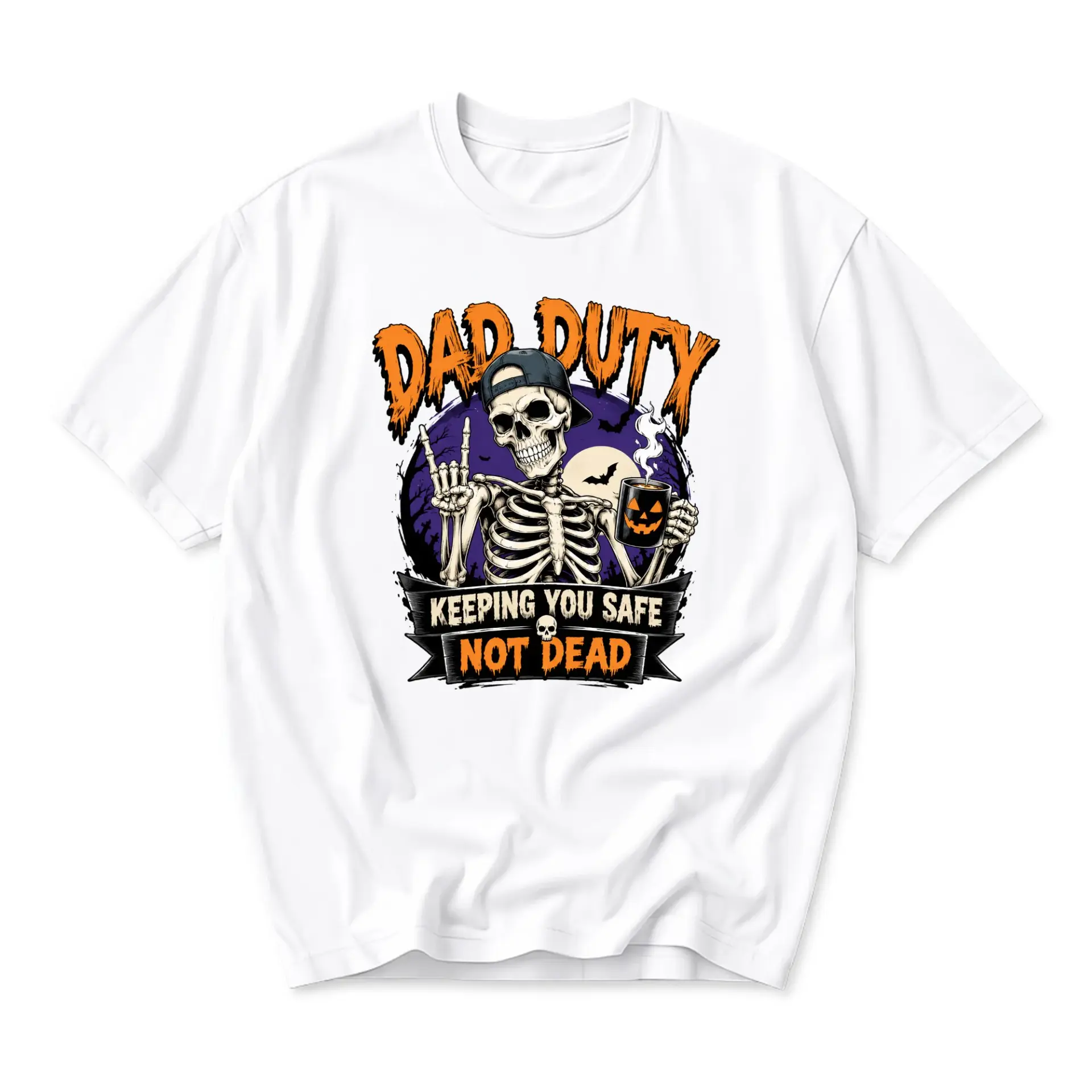 Funny Shirt Dad Duty Skeleton Graphic Tee Unisex Crew Neck Casual Everyday Wear Soft Cotton Blend T-Shirt Top
