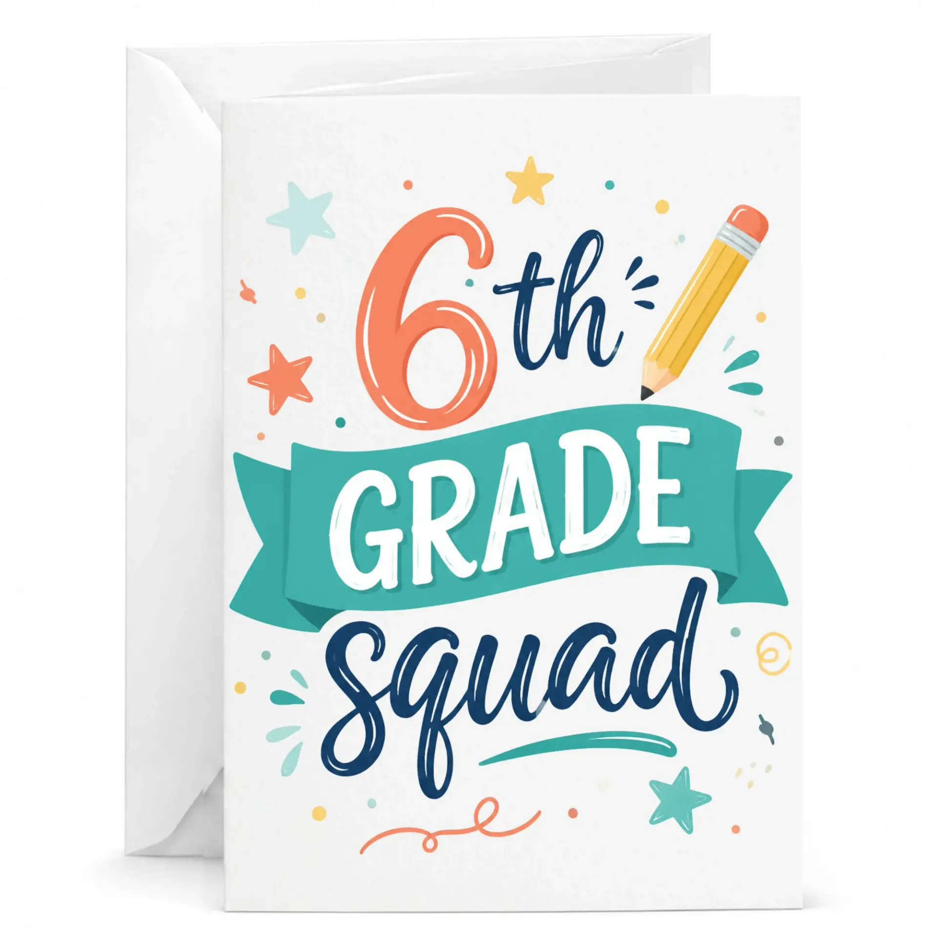Greeting Card 6th Squad Achievement for Friends and with Included White Envelope