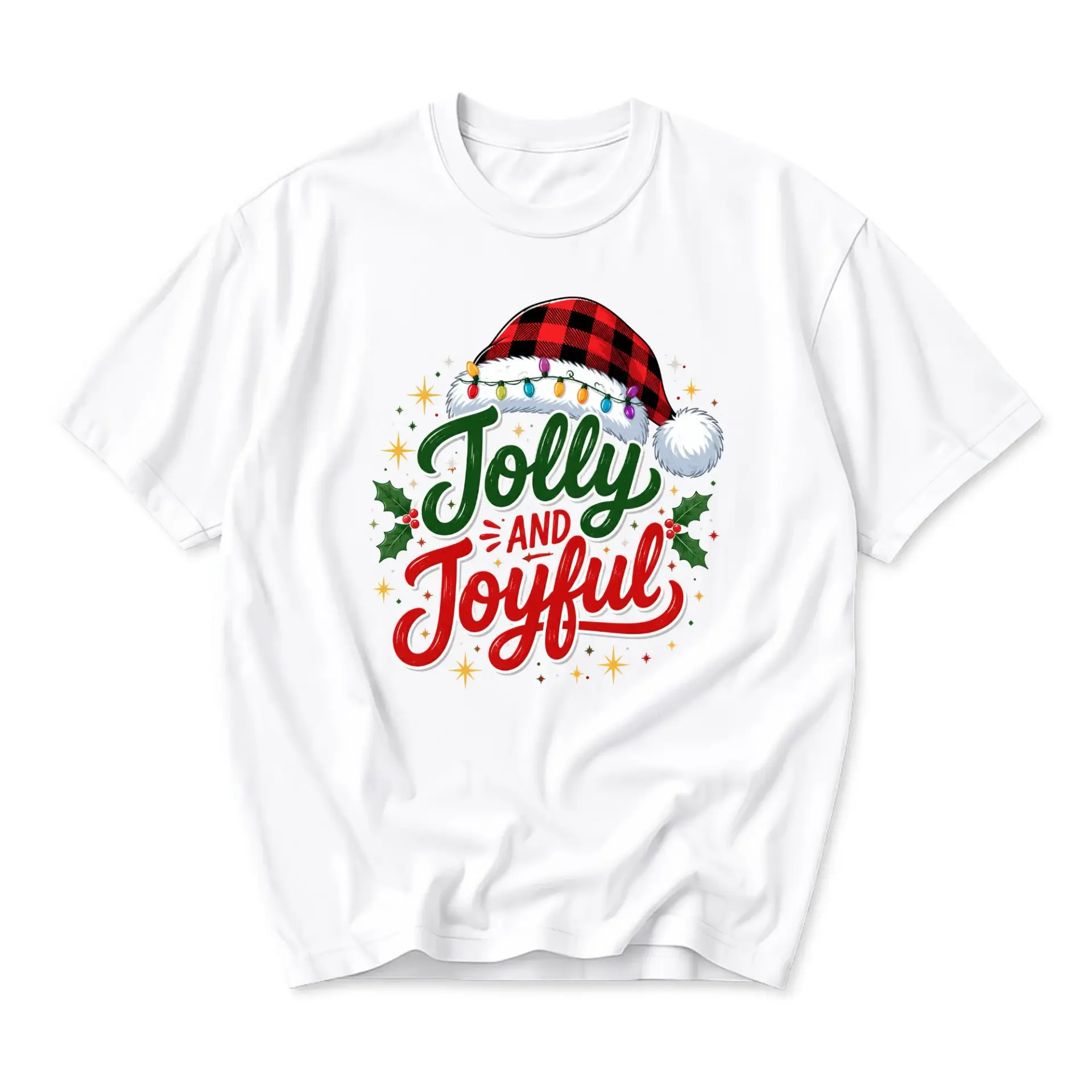 Graphic Tee Jolly and Joyful Holiday Shirt Seasonal Celebration Apparel